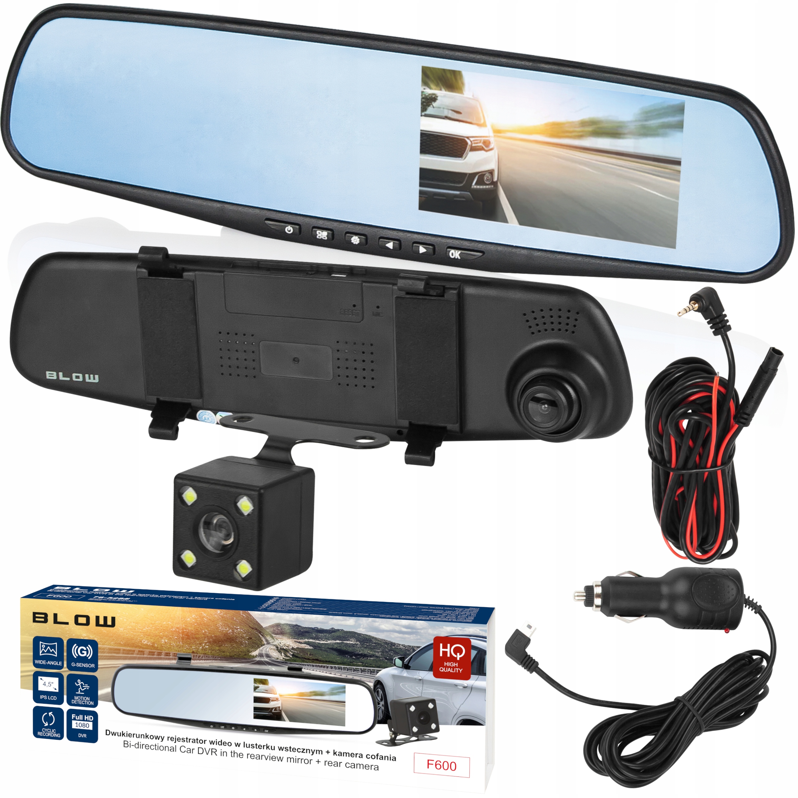 

Kamera Lusterko Rejestrator Full Hd Przód Tył