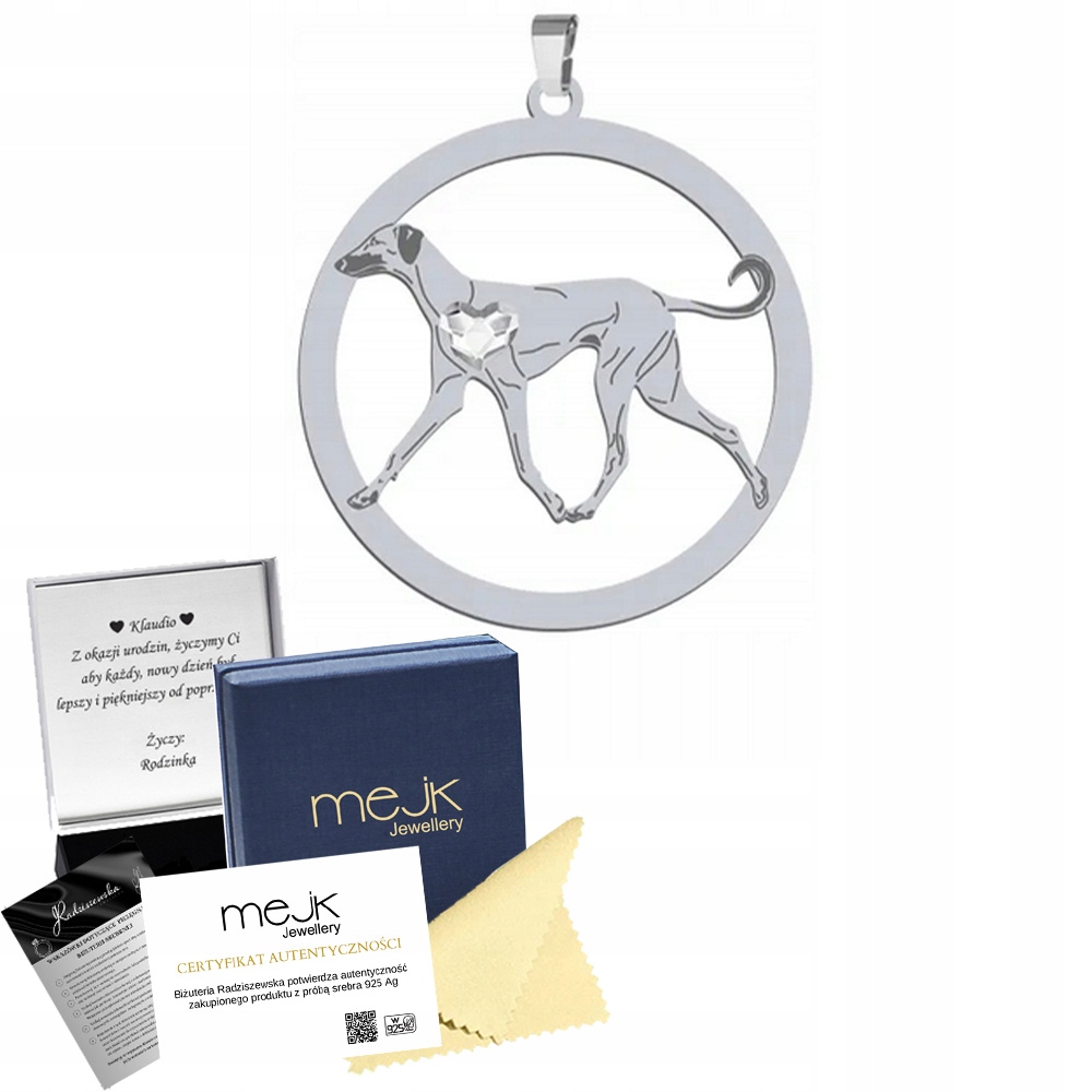 Stříbrný přívěsek s arabským chrtem 925 Šperky Gravírování Dedikace Bonus