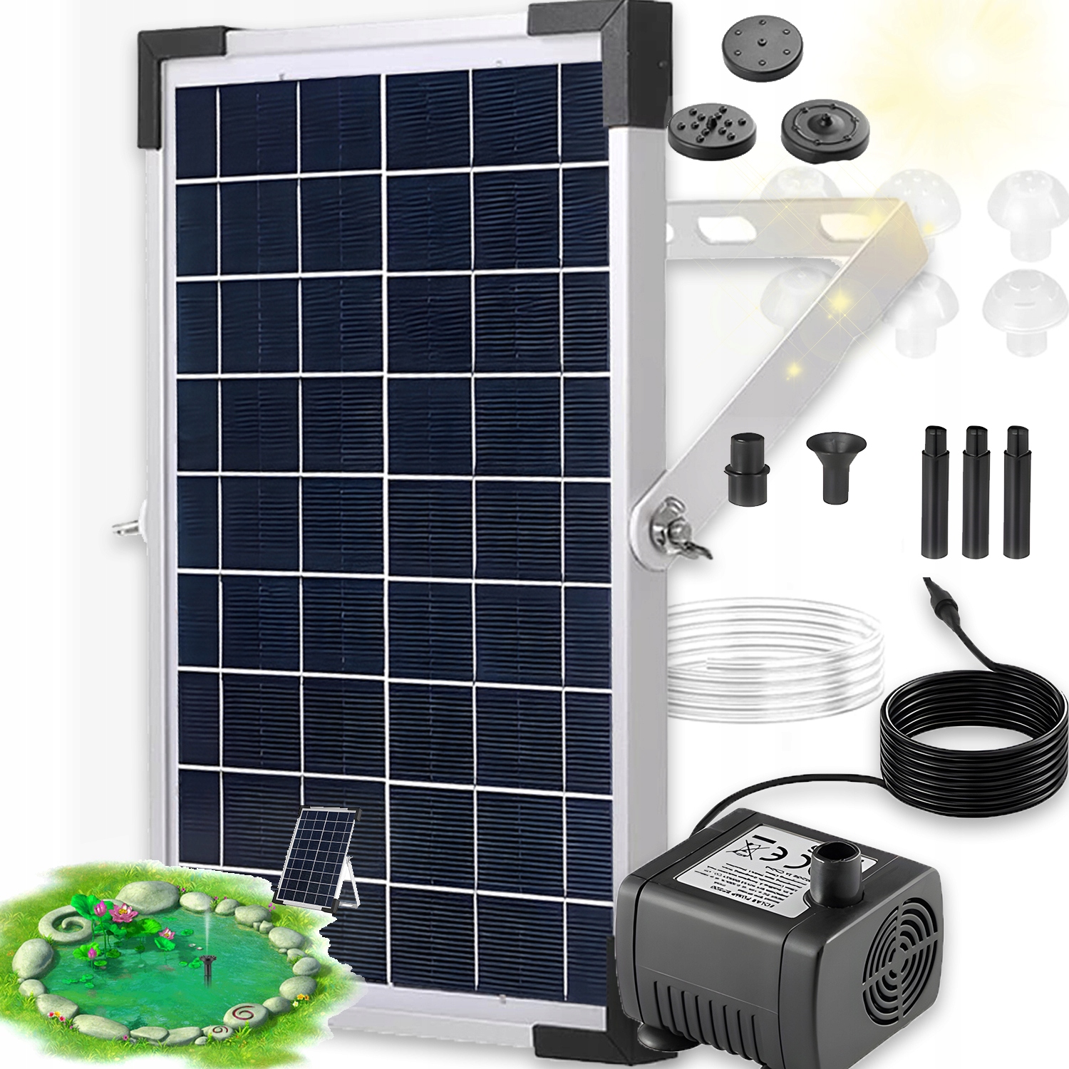 5W 1M 150L/H Fontána S Solárním Vodním Čerpadlem Maximálně 80 CM