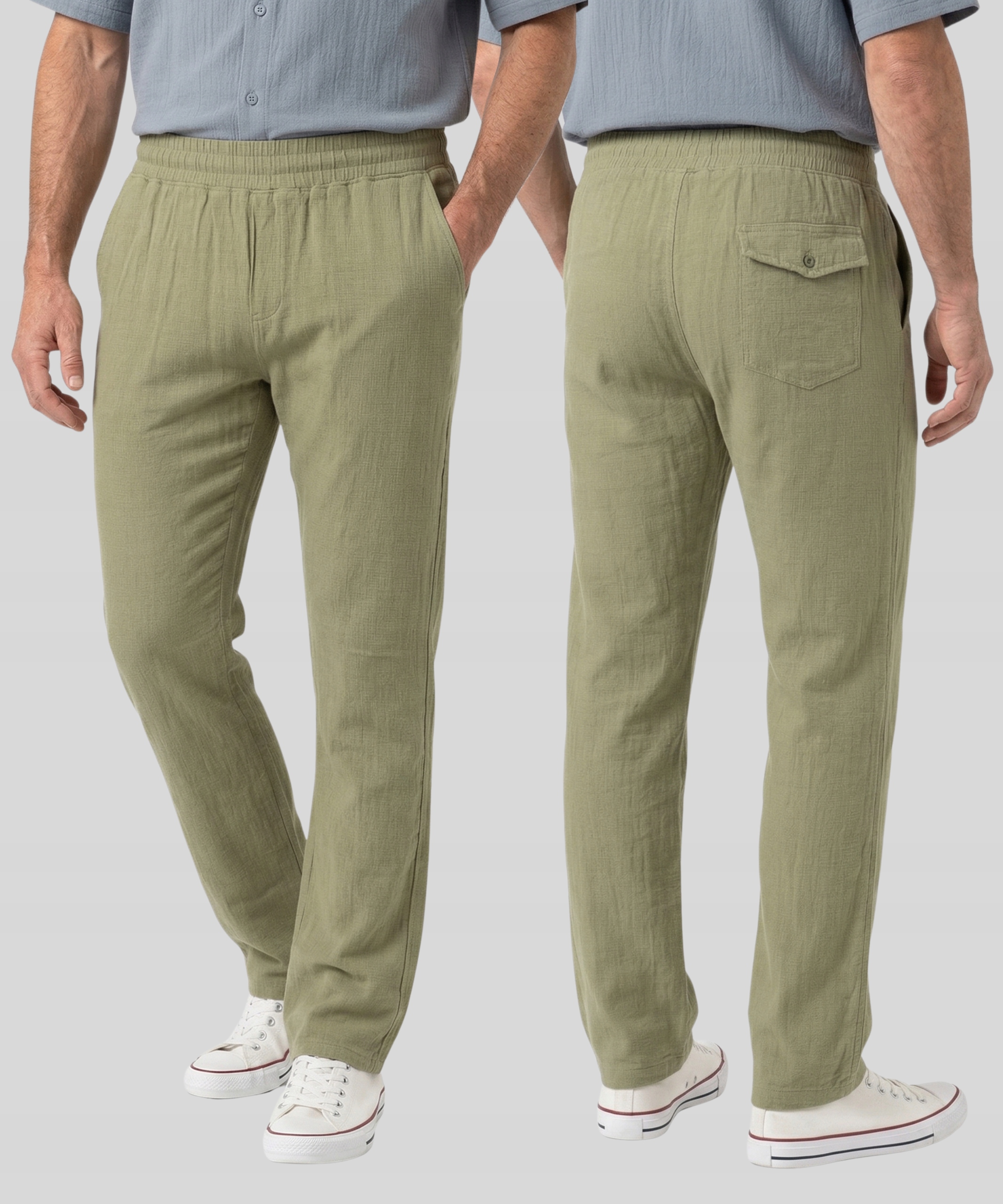 Spodnie Materiałowe Męskie Bawełna Letnie Wiosenne Tureckie Zielone XXL