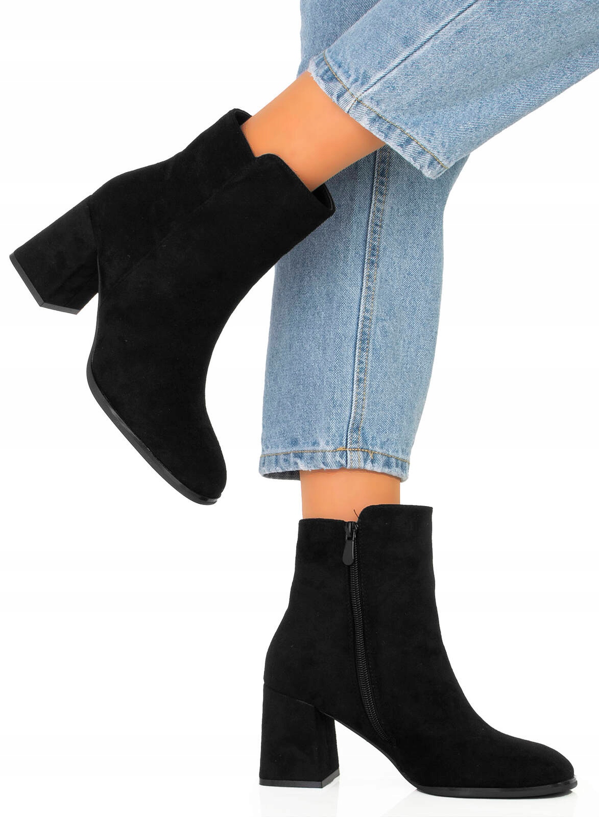 BOTKI NA SŁUPKU ZAMSZOWE CZARNE 41