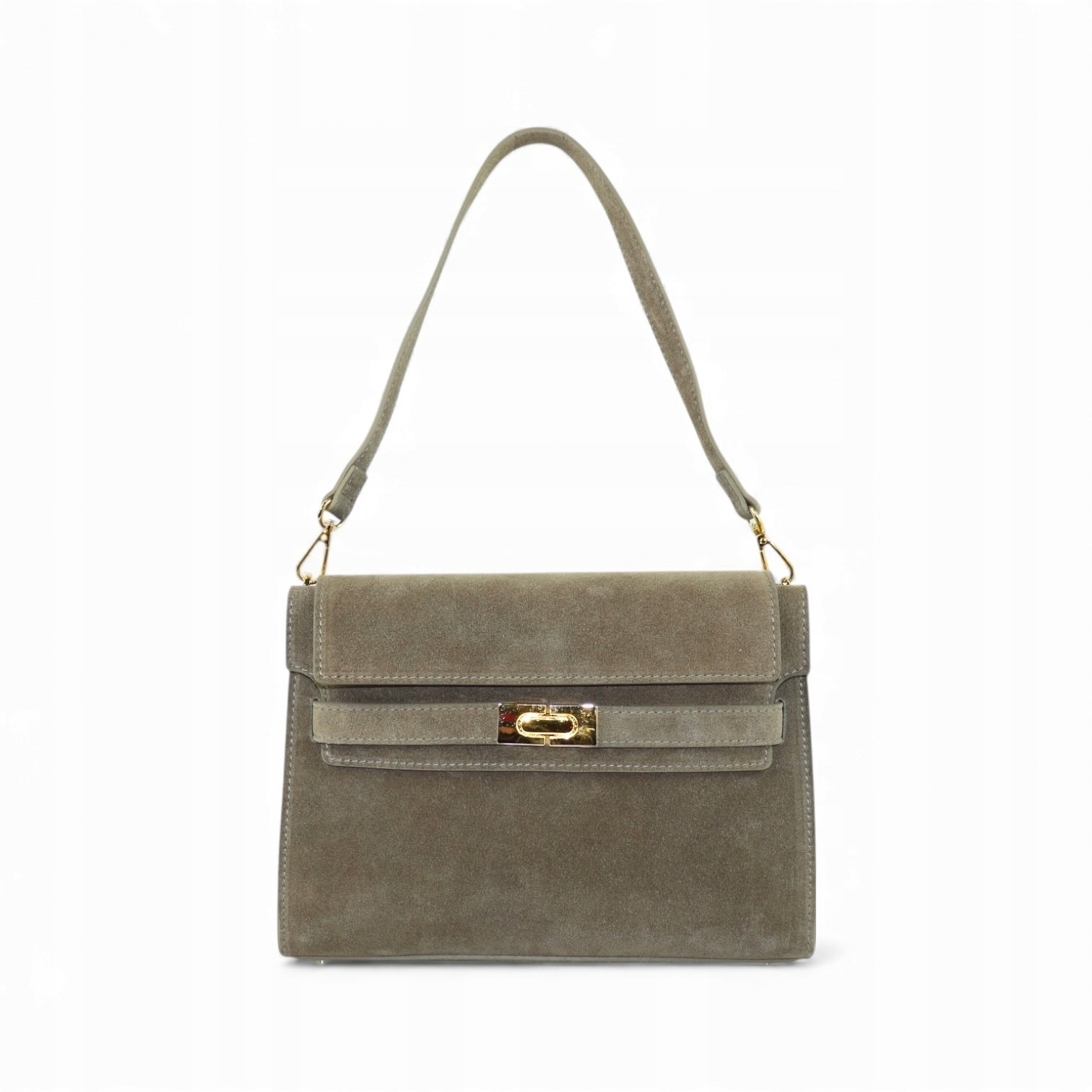 Kabelka Kufřík z semišové kůže Mira-M Cappuccino