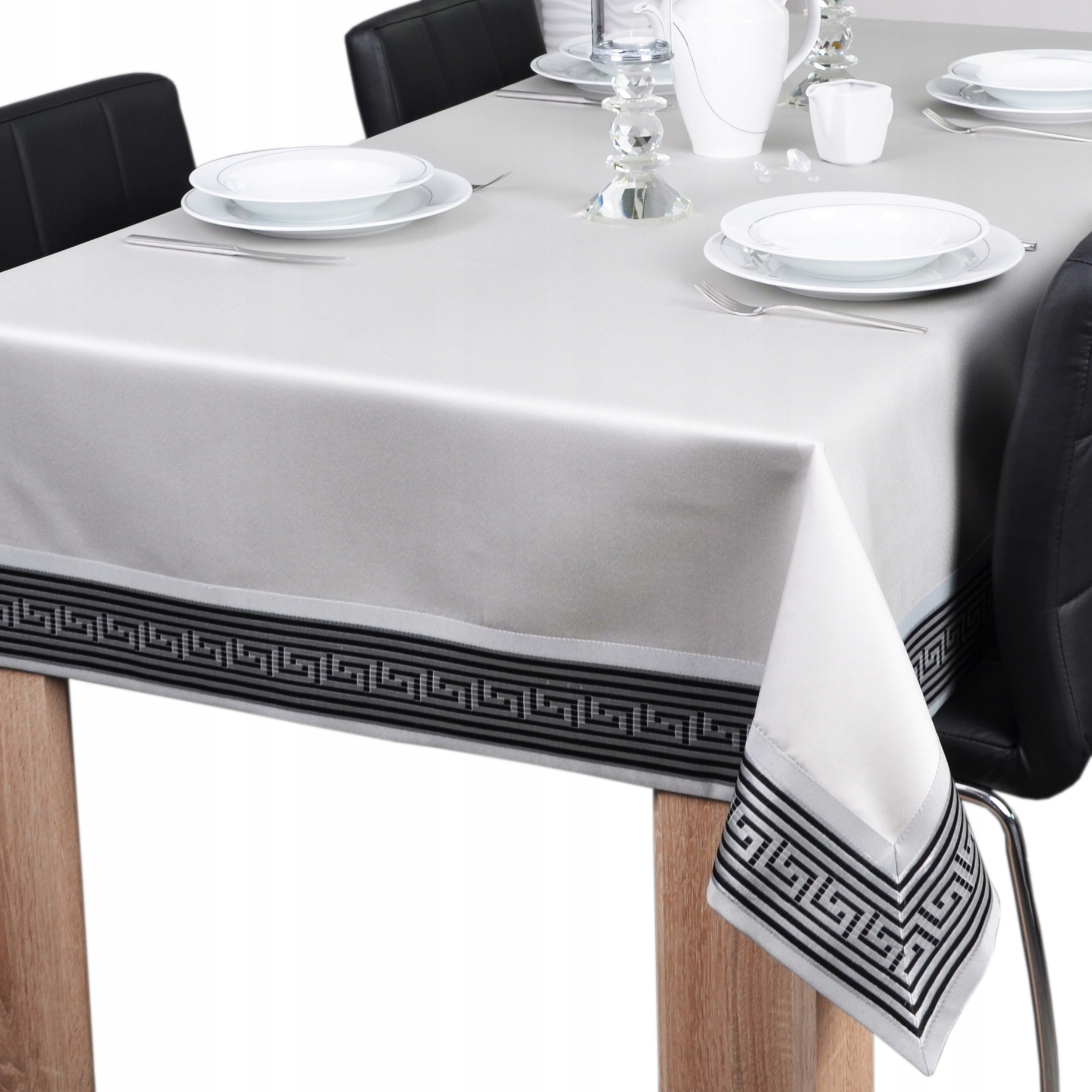 Ubrus odolný proti skvrnám Rhodos 300 x 140 cm šedý černý