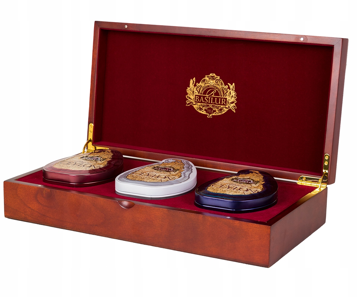 Levně Sada čajů 3 Plechovky dárek Luxusní černá bílá Basilur Krabička 150 g