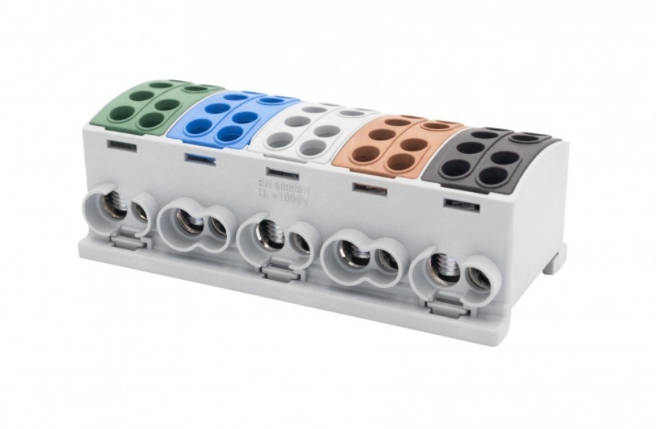 F2.0388 Blok rozdzielczy Zacisk 5-torowy 5x125A 25/35 mm2 drut/linka