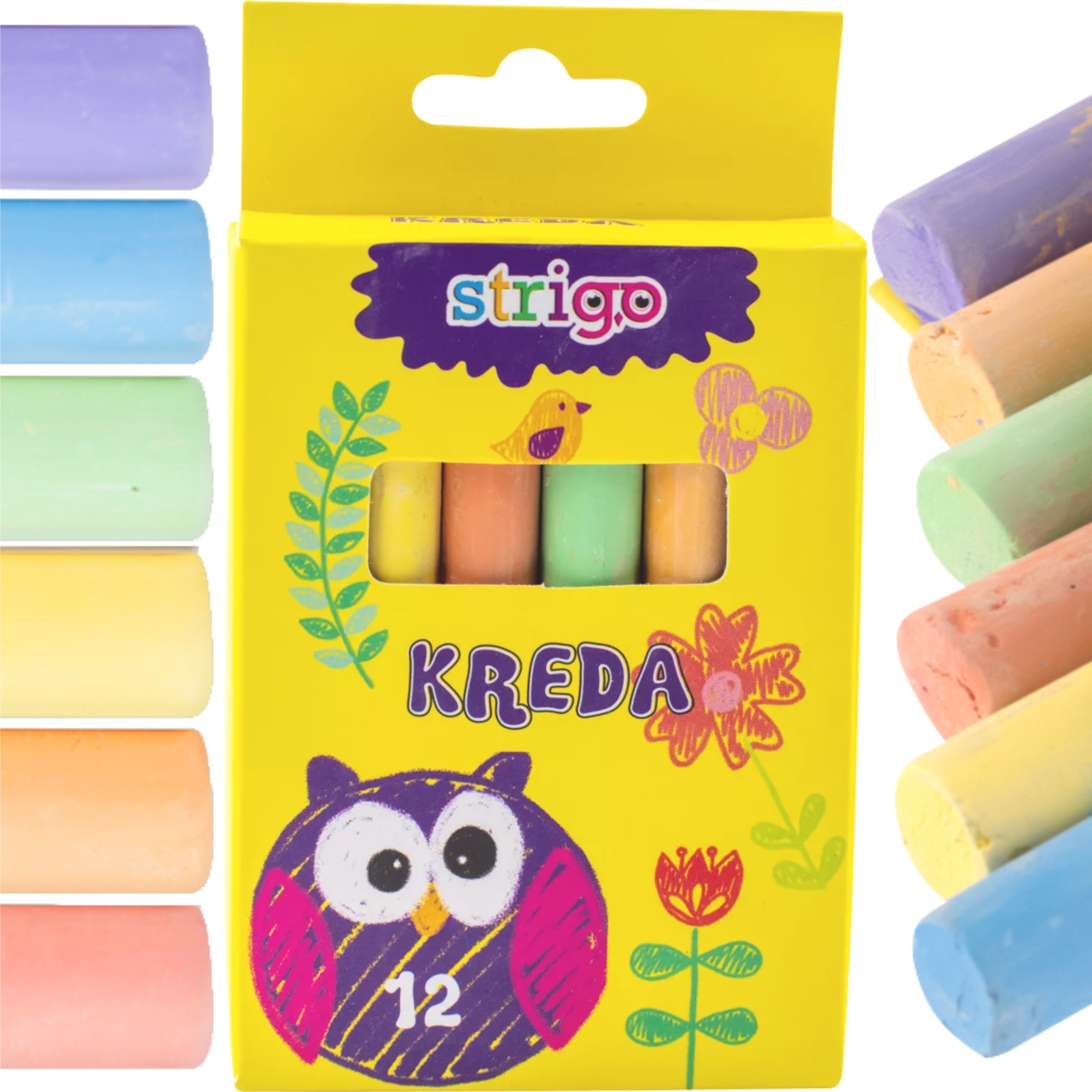 Kreda do tablicy szkolna tablicowa kolorowa NIEPYLĄCA do malowania 12 szt