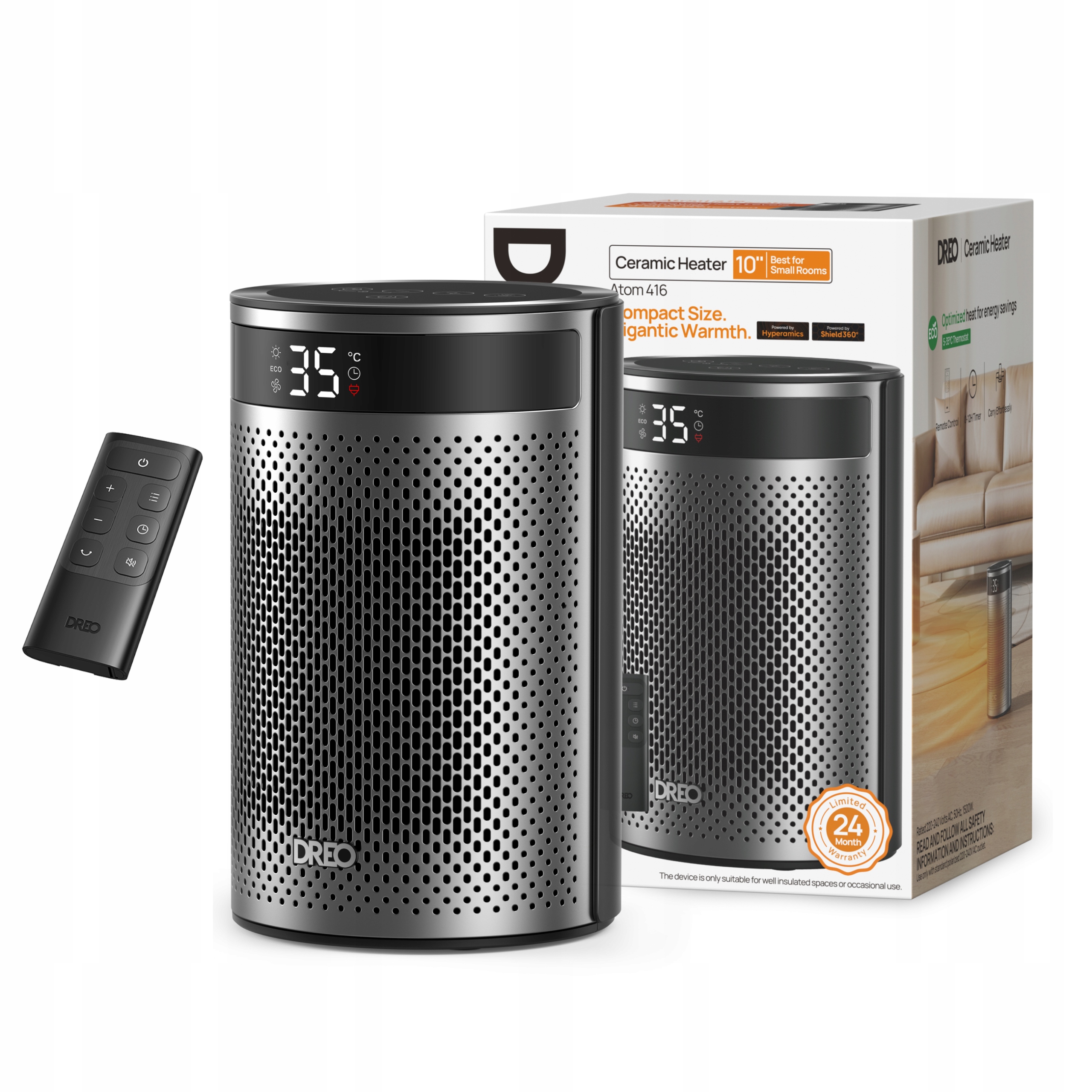 Dreo Atom 416 Přenosný ohřívač Termoventilátor 1500W Farelka Regulace