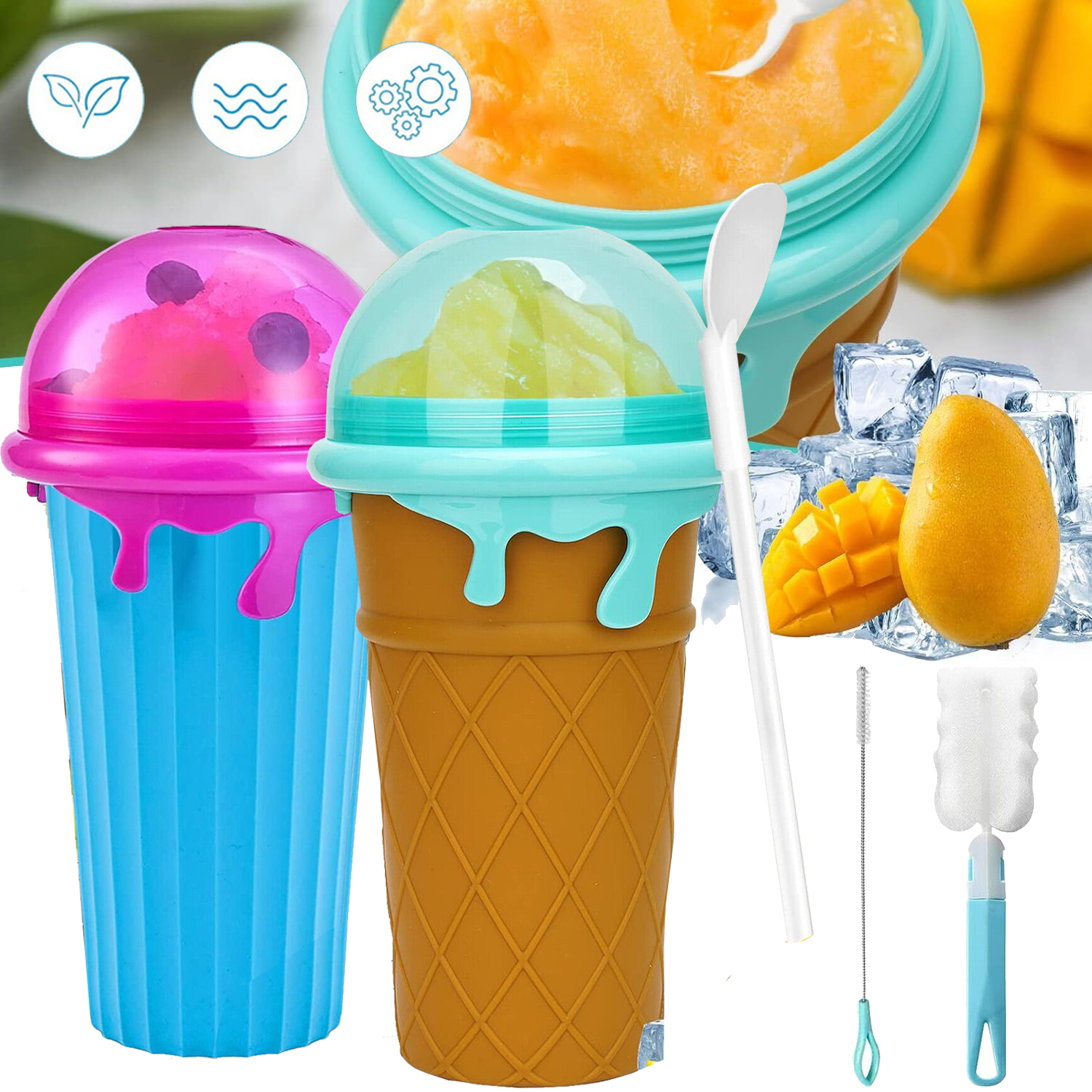 Hrnek Na Smoothie, Kouzelný Hnětací Hrnek S Brčkem A Lžičkou 2 V 1