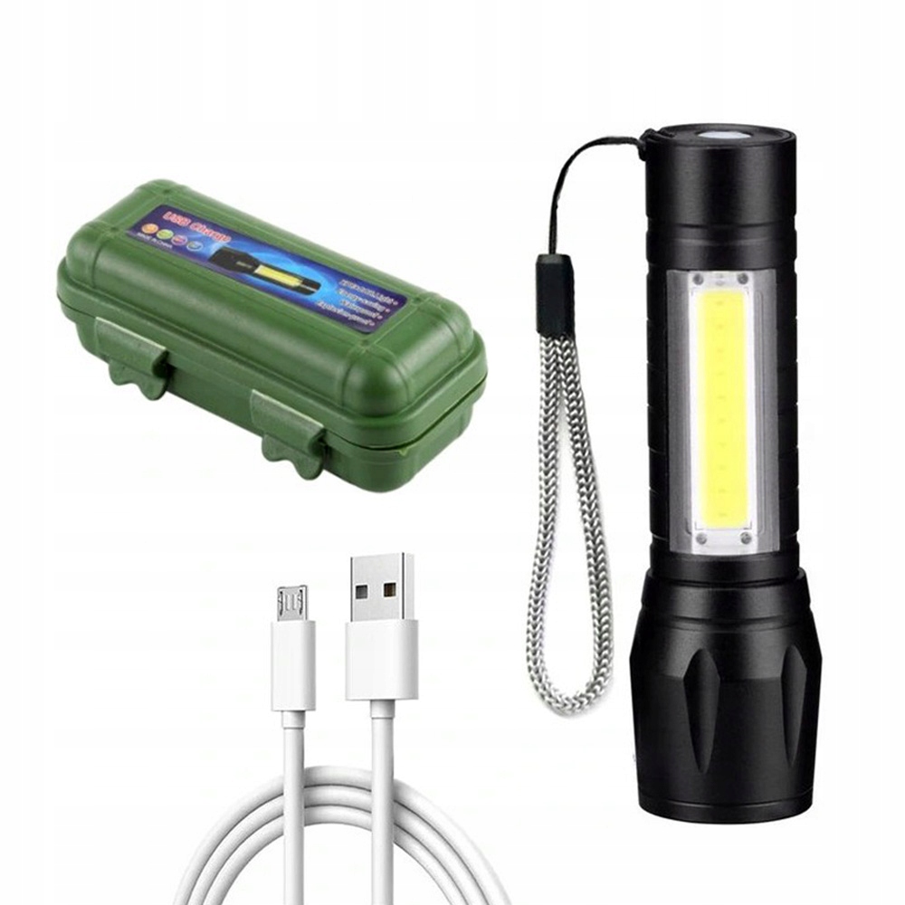 

Mała Latarka Taktyczna Kieszonkowa Usb Led Xpe Cob