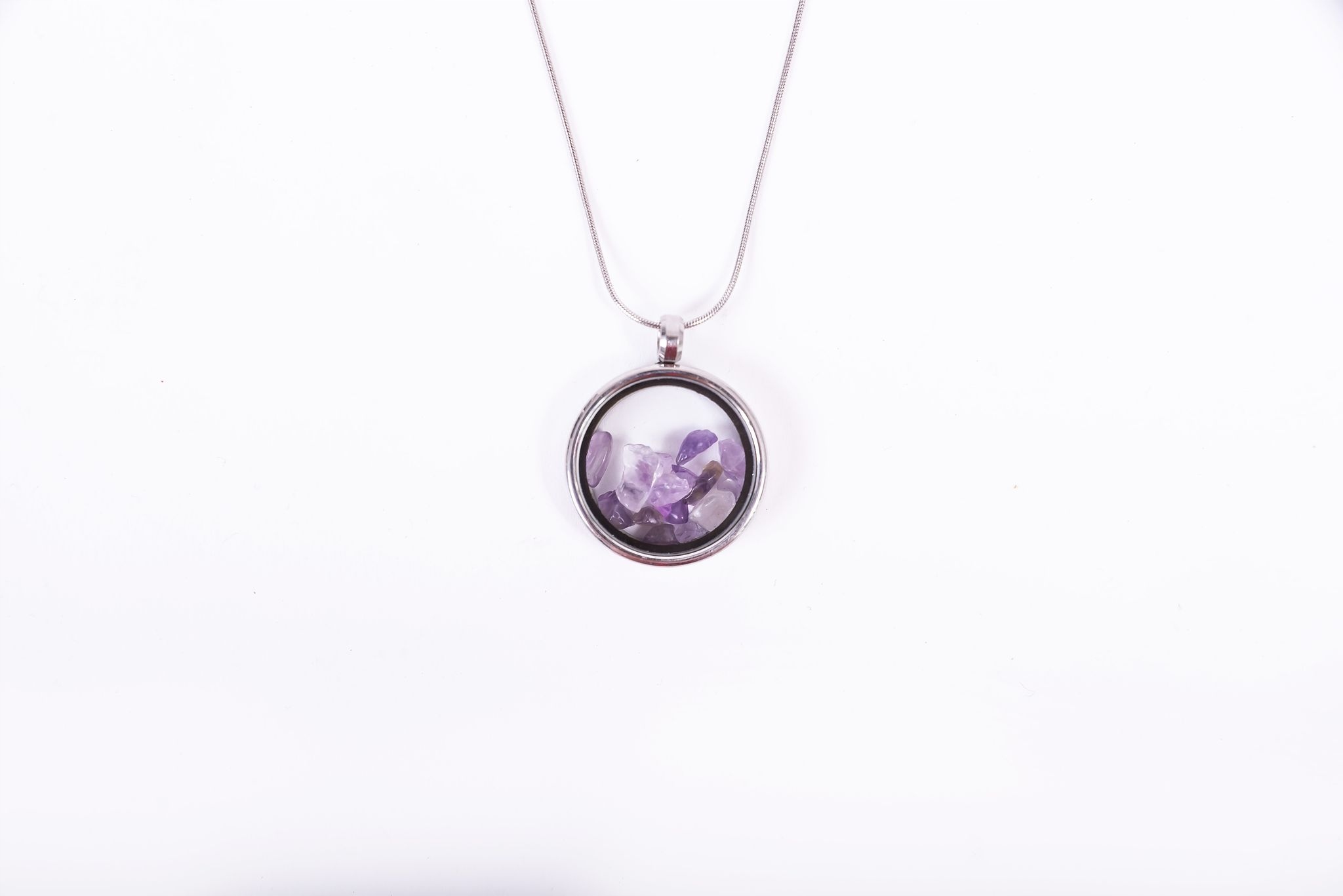 SREBRNY NASZYJNIK DAMSKI AMETYST ŁAŃCUSZEK Marka Inna marka