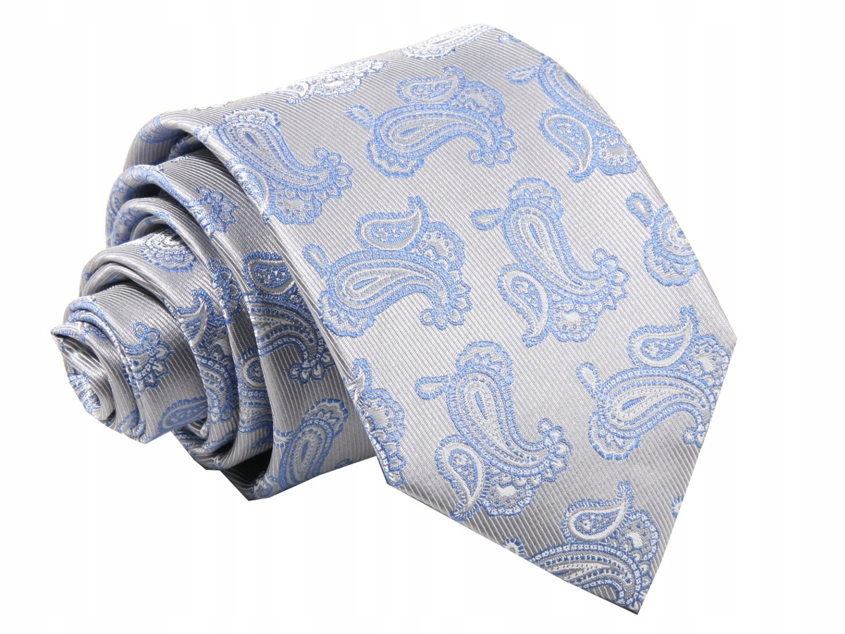 KRAWAT ŻAKARDOWY- SZARY WZOREK [2329]