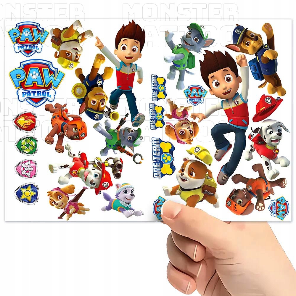 TATUAŻE TYMCZASOWE WODNE DLA DZIECI DZIECIĘCE PSI PATROL WZORY SUPER JAKOŚĆ
