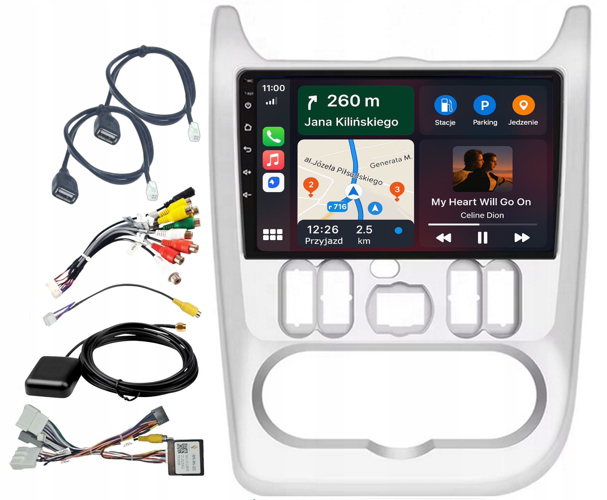 Autorádio S Gps Navigací Android Dacia Duster 2010-2013 Carplay Wifi 4GB 64GB