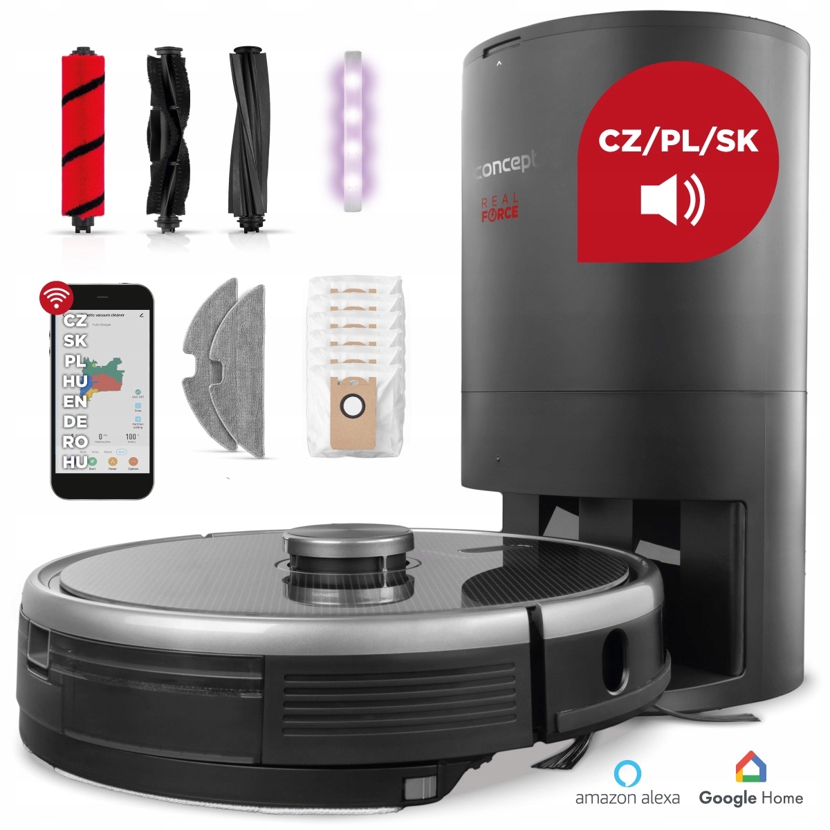 Robot sprzątający z mopowaniem 3w1 Real Force Laser Complete Clean Care Uvc