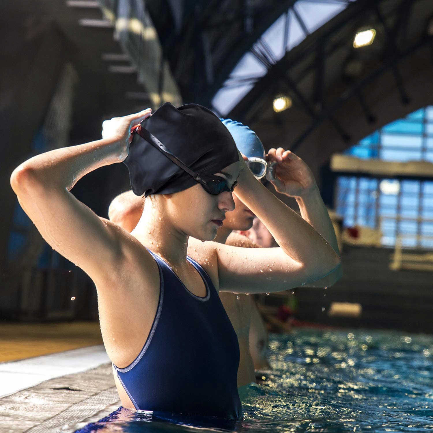 DUZY CZEPEK PŁYWACKI SILIKONOWY DŁUGIE WŁOSY BASEN Model Czepek