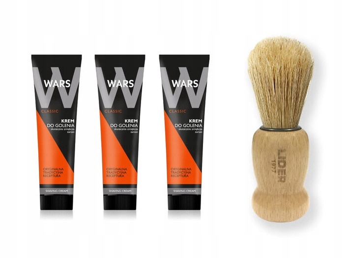 WARS CLASSIC KREM DO GOLENIA CZARNY 3x65g + PĘDZEL