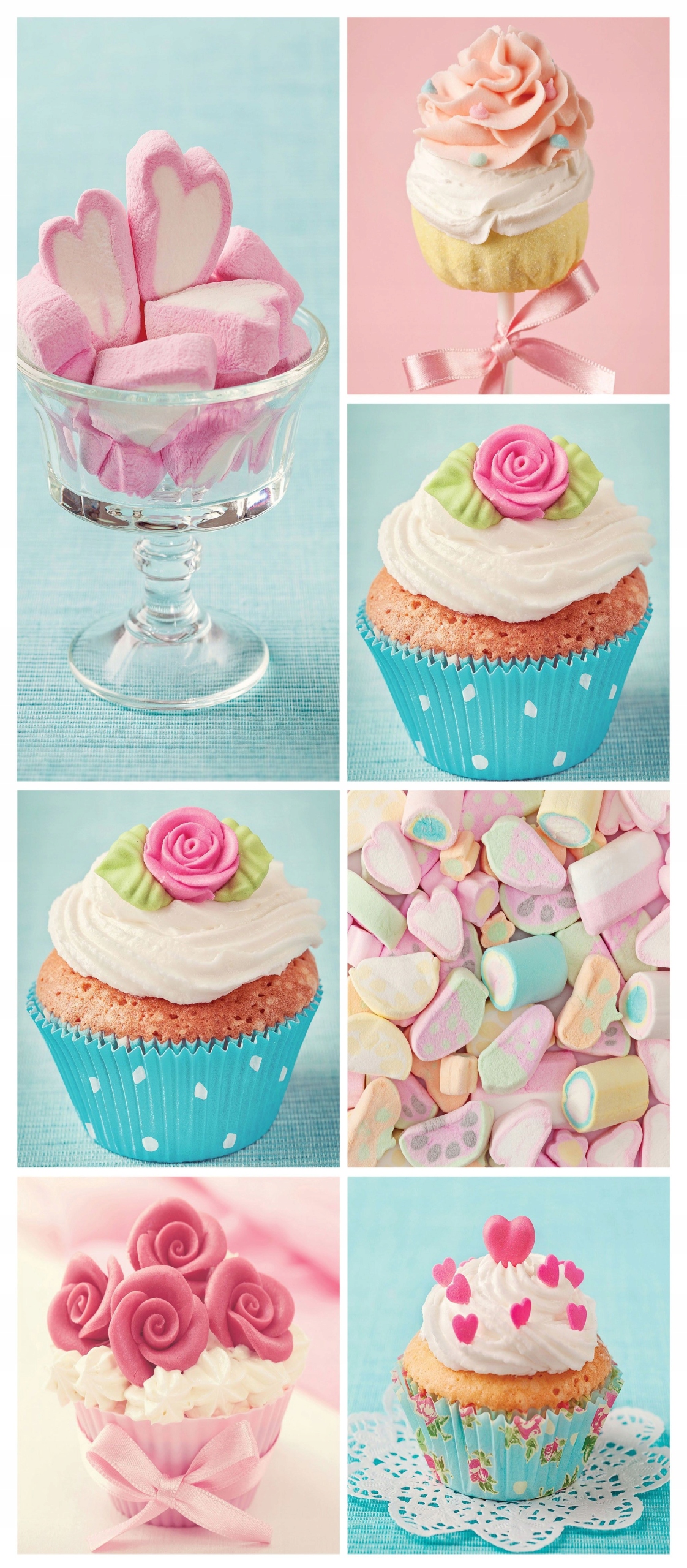 Samolepka Tapeta Sladké Sušenky Dezertní Ráj Chutný Růžový Koláž 91x211