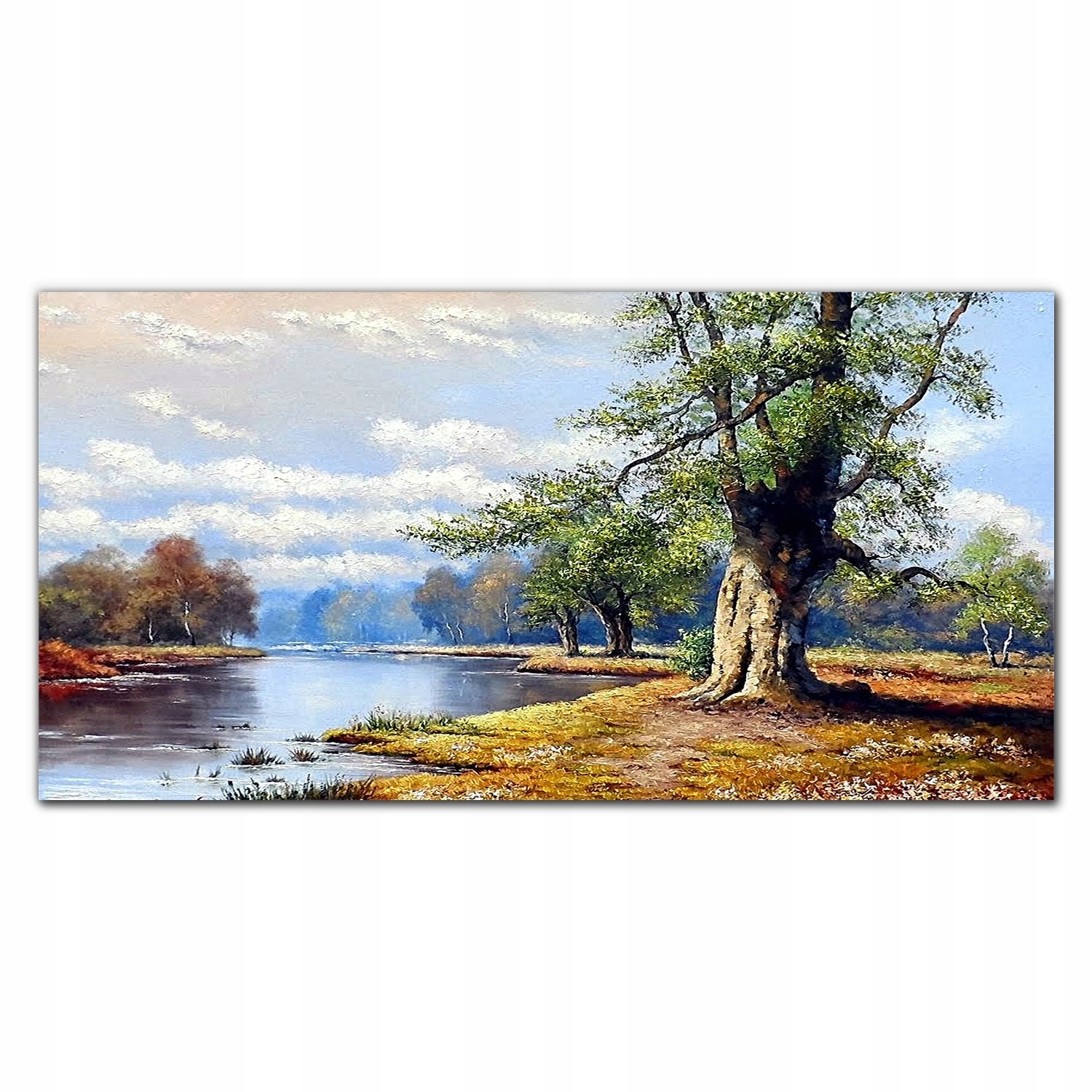 Obraz na plátne Rieka les krajina oblaky 140x70