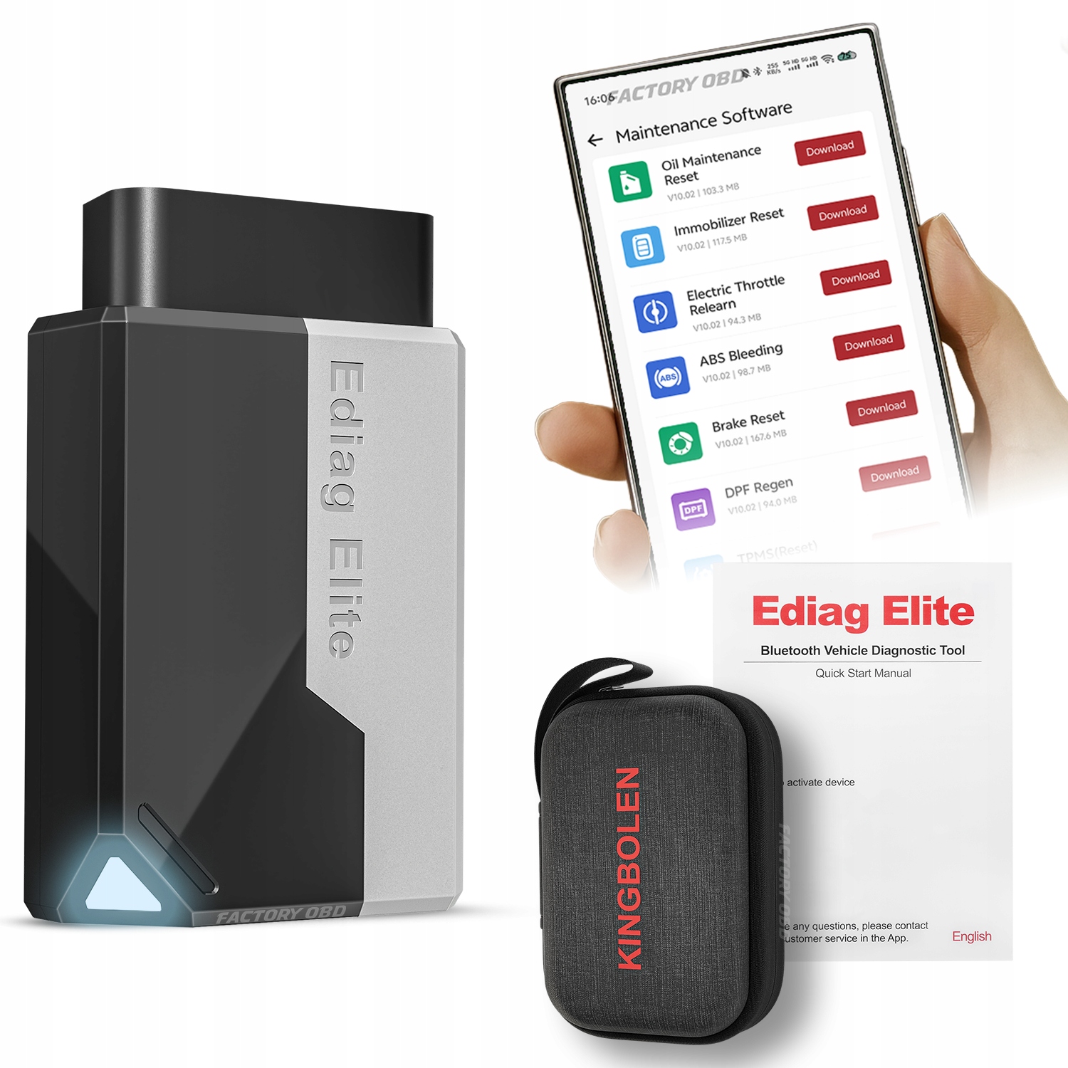 Kingbolen Ediag Elite OBD2 Diagnostický Tester Can-fd j.PL