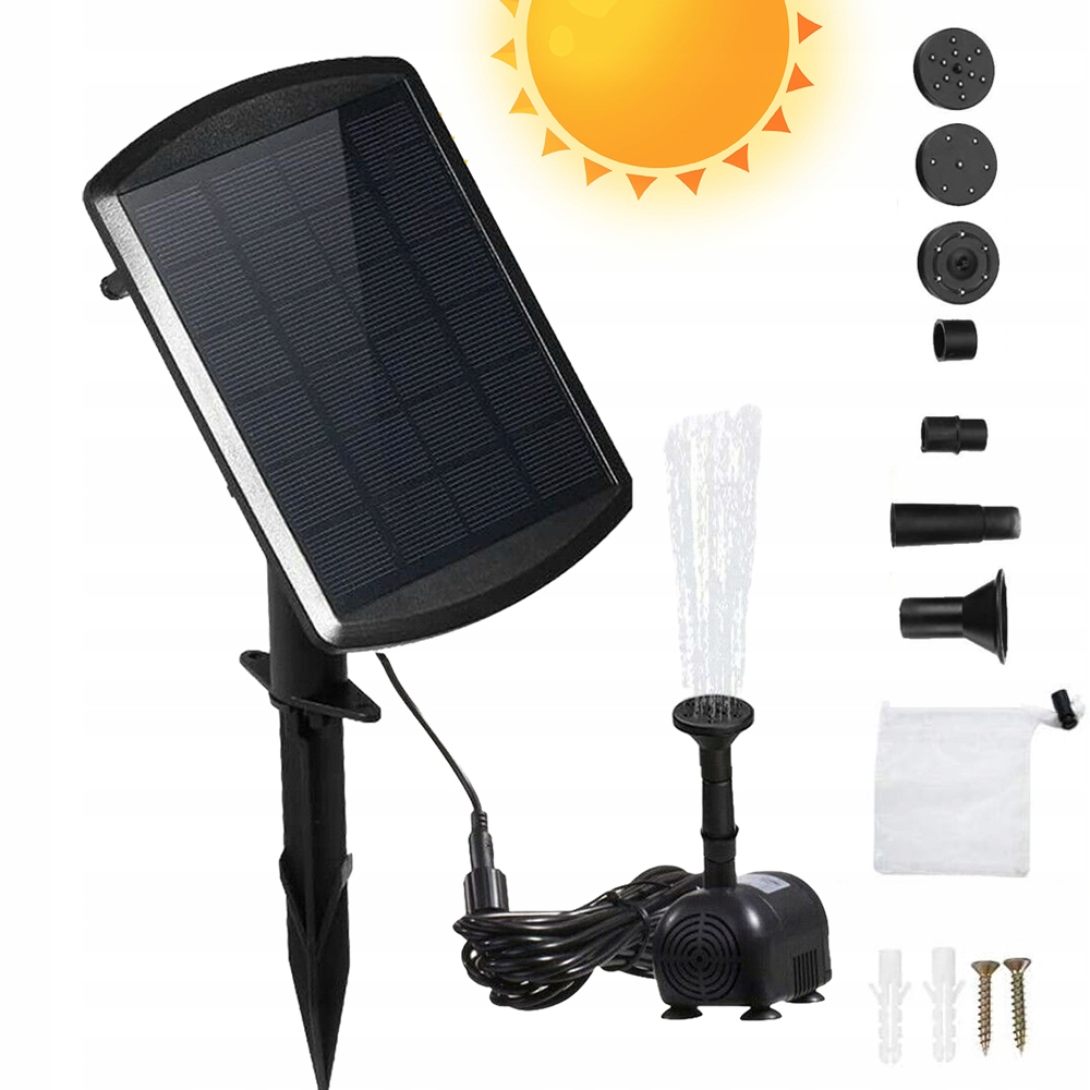 SŁONECZNA POMPA WODNA BASEN ZEWNĘTRZNY POMPA WODNA DO STAWU FONTANNA Szerokość 0.075 m