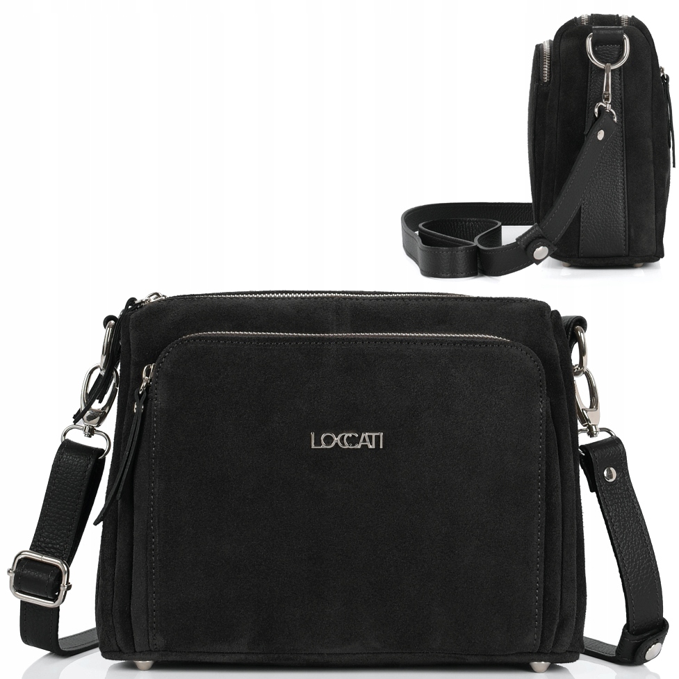 Loccati zamszowa torebka damska z naturalnego zamszu i skóry listonoszka a5