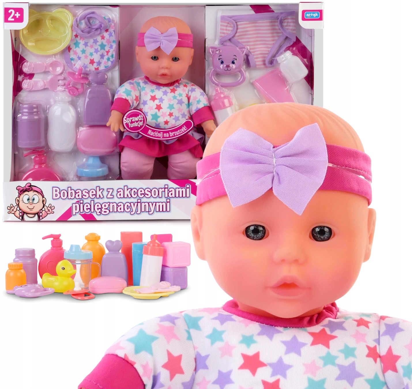 

Artyk Lalka Bobas Z Akcesoriami Pielęgnacyjnymi