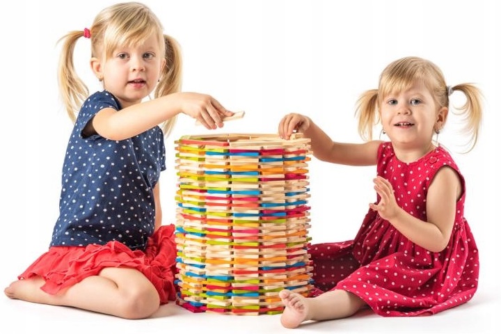 UKŁADANKA MONTESSORI KLOCKI DREWNIANE ZESTAW 200EL