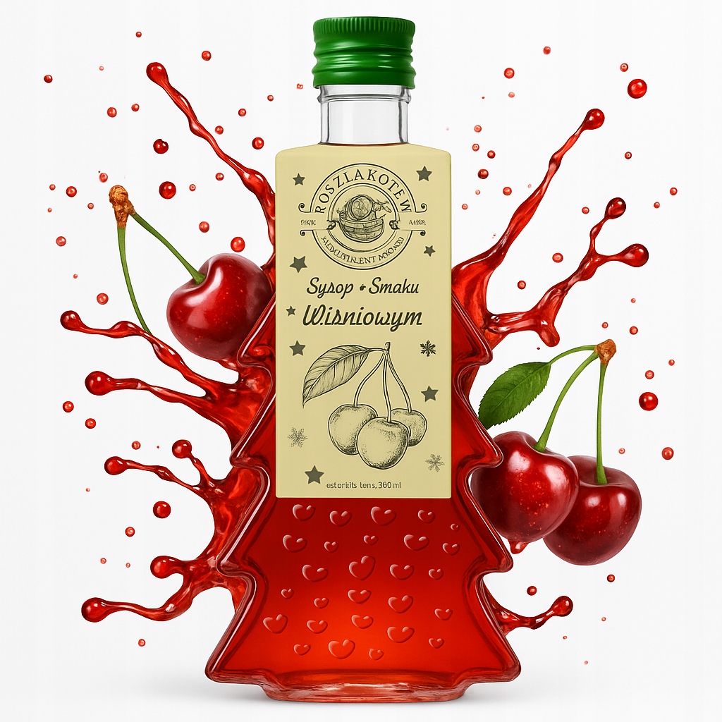 Syrop O Smaku Wisniowym 250 ML Butelka Choinka Do Napojow I Deserow x20