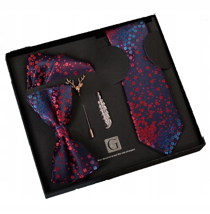TYLKO ON – ELEGANCKI ZESTAW MĘSKI: KRAWAT, MUCHA, SPINKI, POSZETKA