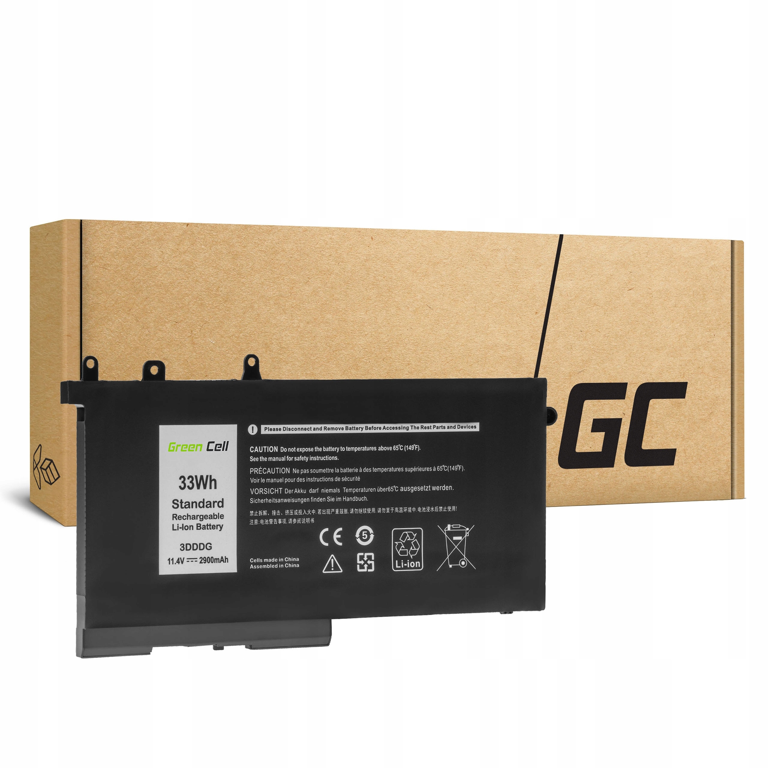 Bateria Green Cell 93FTF Gjknx do Dell Latitude 5280 5290 5480 5490 6200mAh