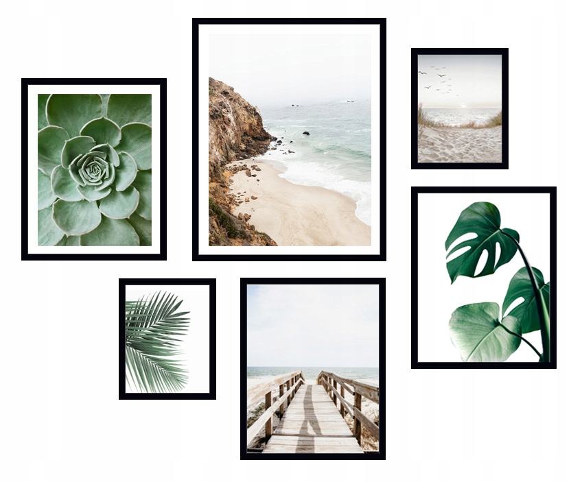 

6x Obraz Ramie Plakaty Ramka Boho Monstera Natura