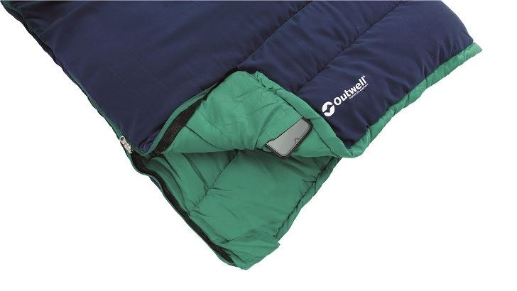 Outwell Champ Kids Ocean Blue Sleeping Bag 150 x 70 cm 2 way open, L-scCc Szerokość w ramionach 70 cm