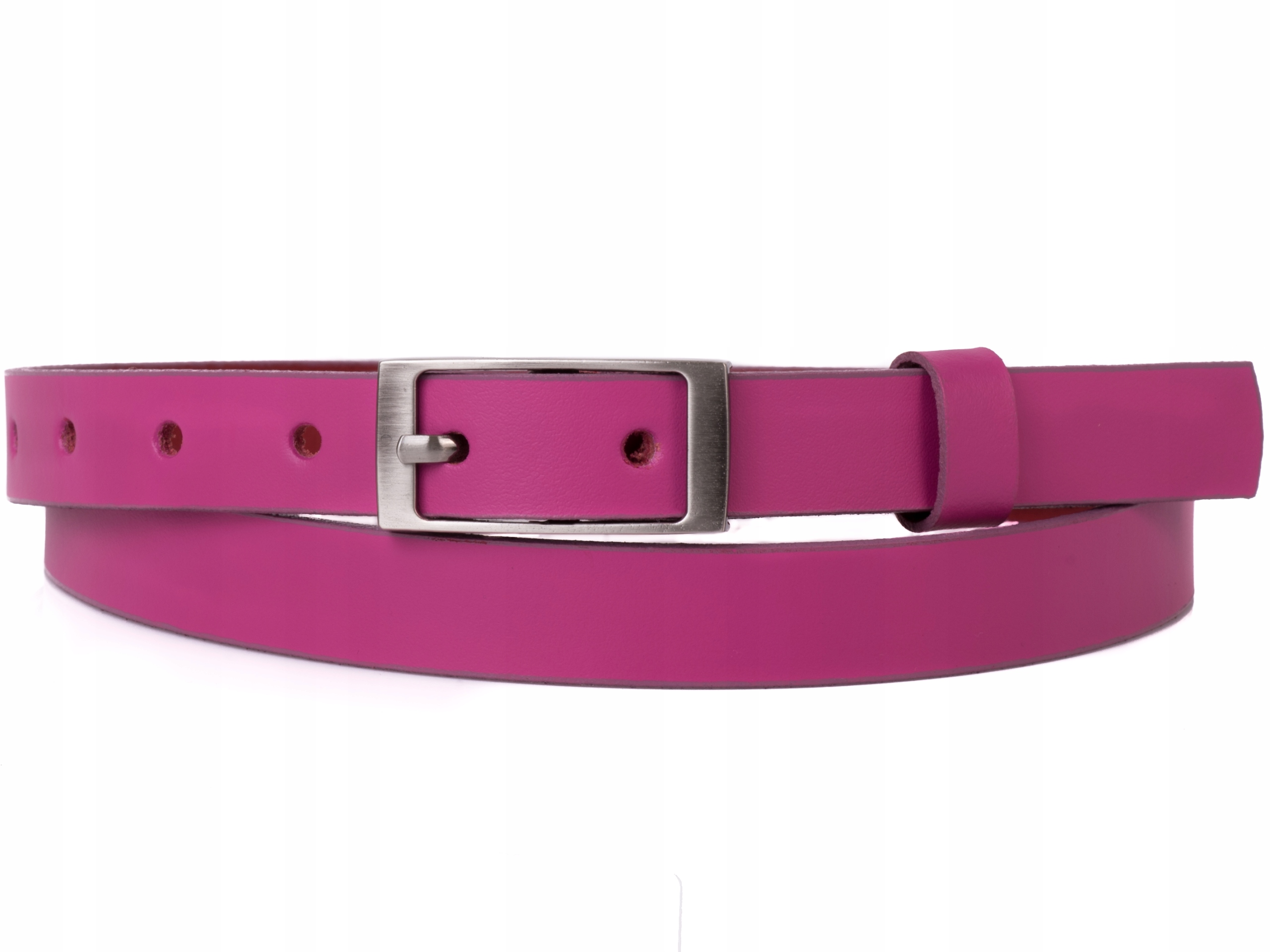 

Damski Skórzany pasek 2cm Różowy |70obw