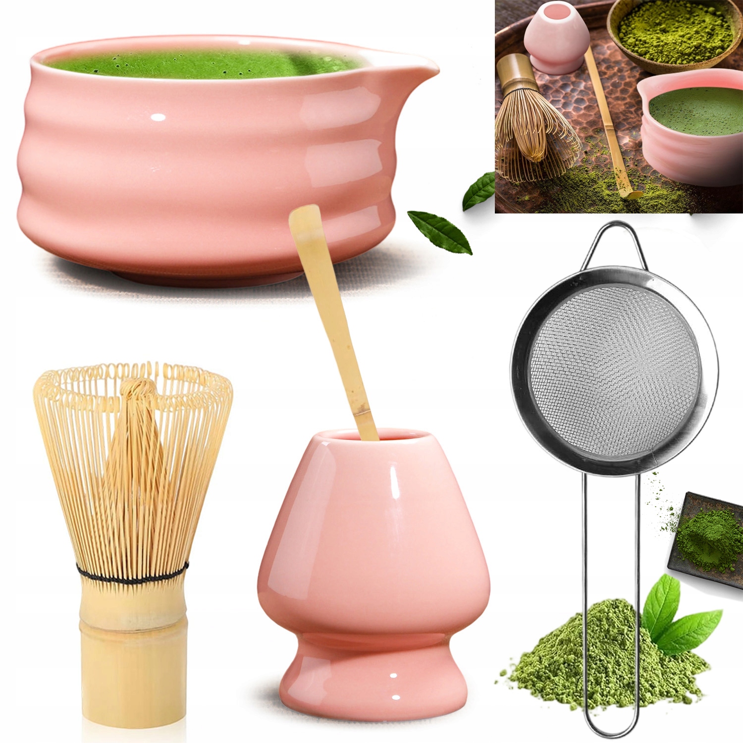 Levně Bambusová Metla Na Čaj Matchy Sada |chasen Lžíce Chashaku 5V1