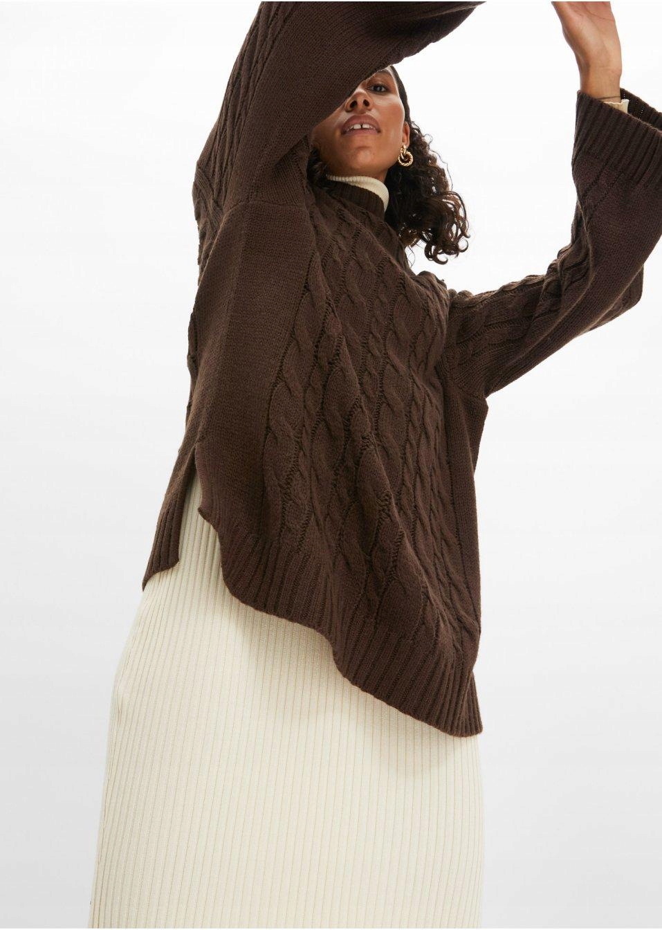 SWETER OVERSIZE Z PLECIONYM WZOREM 44/46 Rodzaj wkładane przez głowę