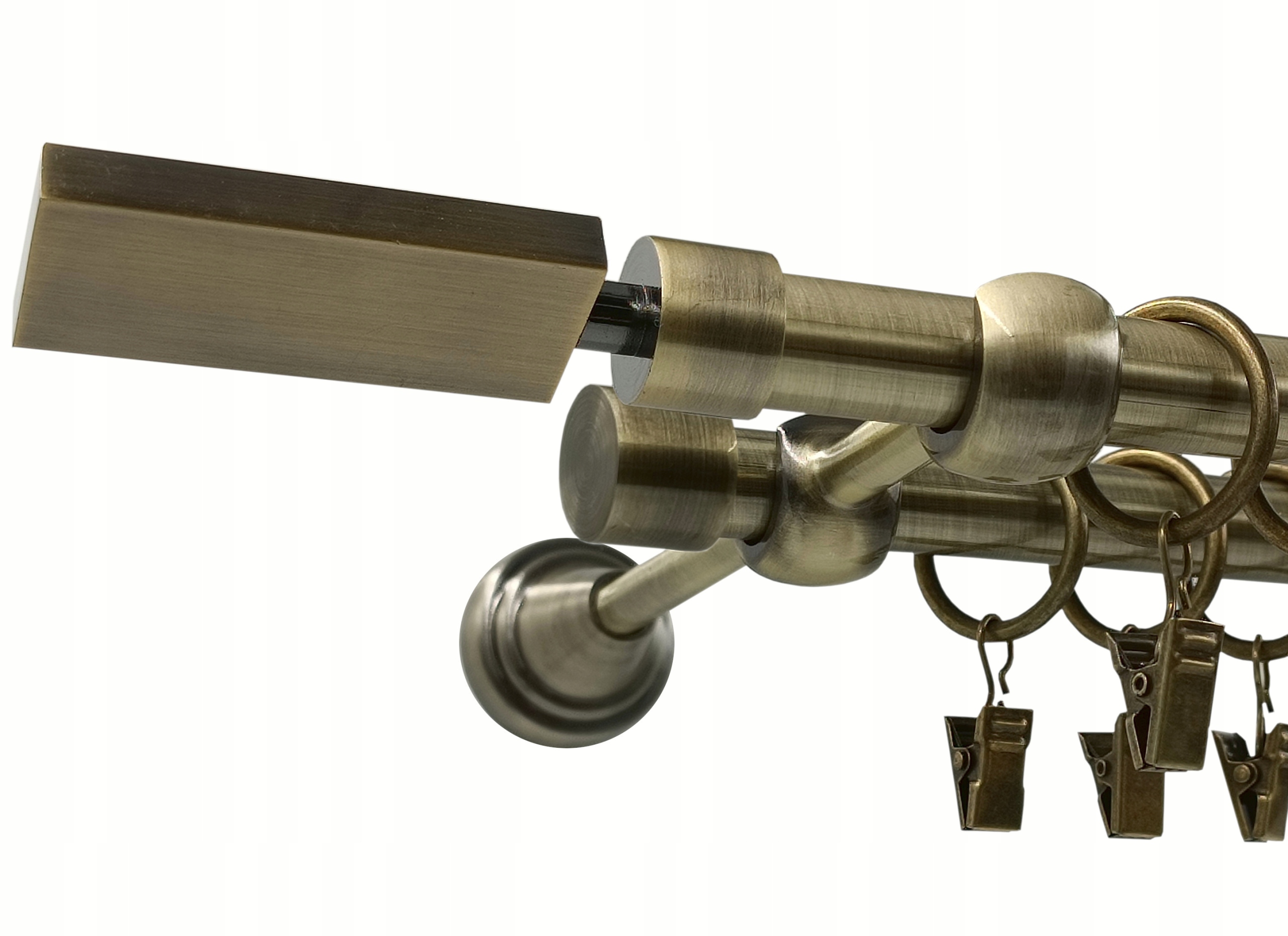 garnýž dvojitá Zlato Antik 16+16 mm Angelo 200 cm