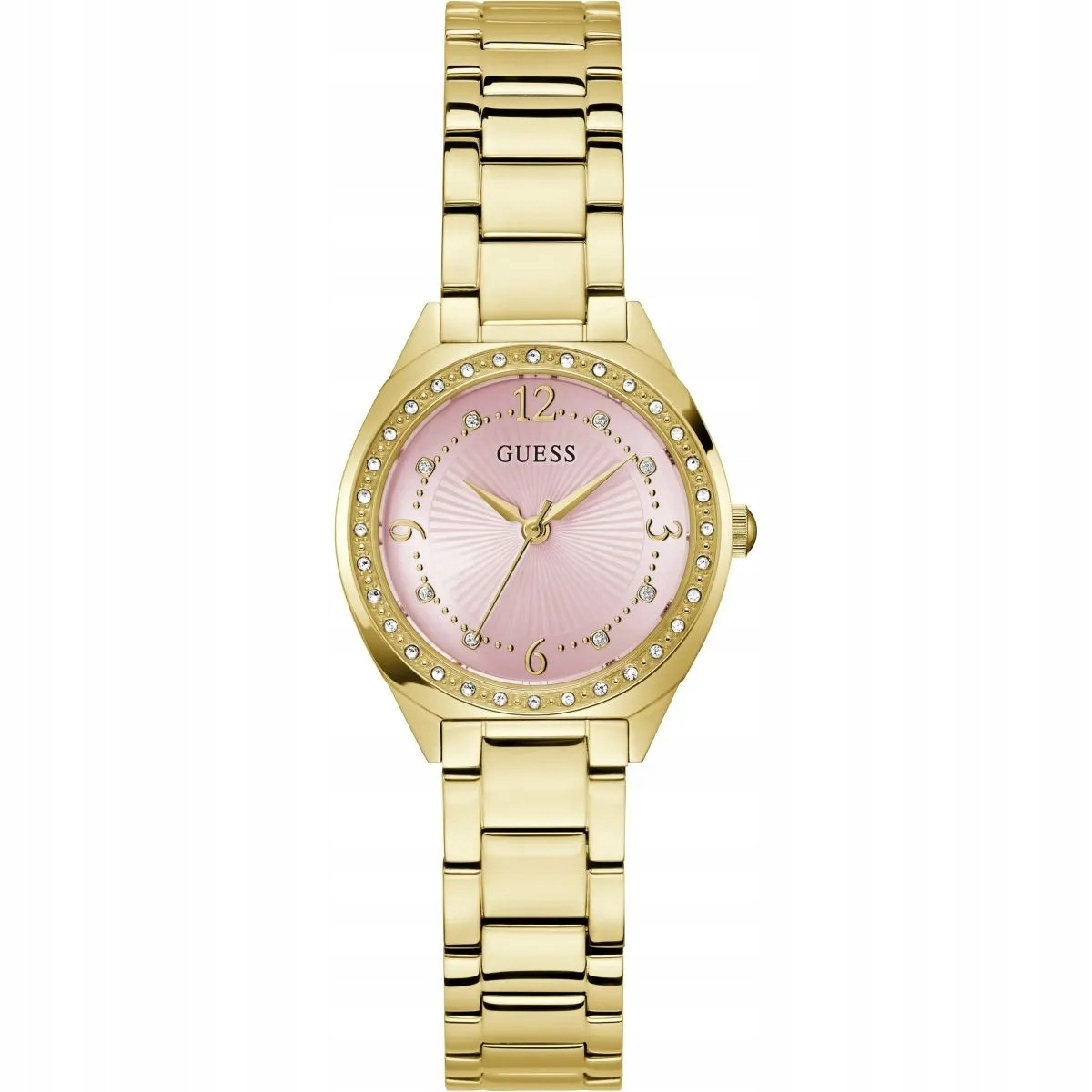 Guess Charlotte dámské hodinky na náramku s růžovým ciferníkem GW0767L7