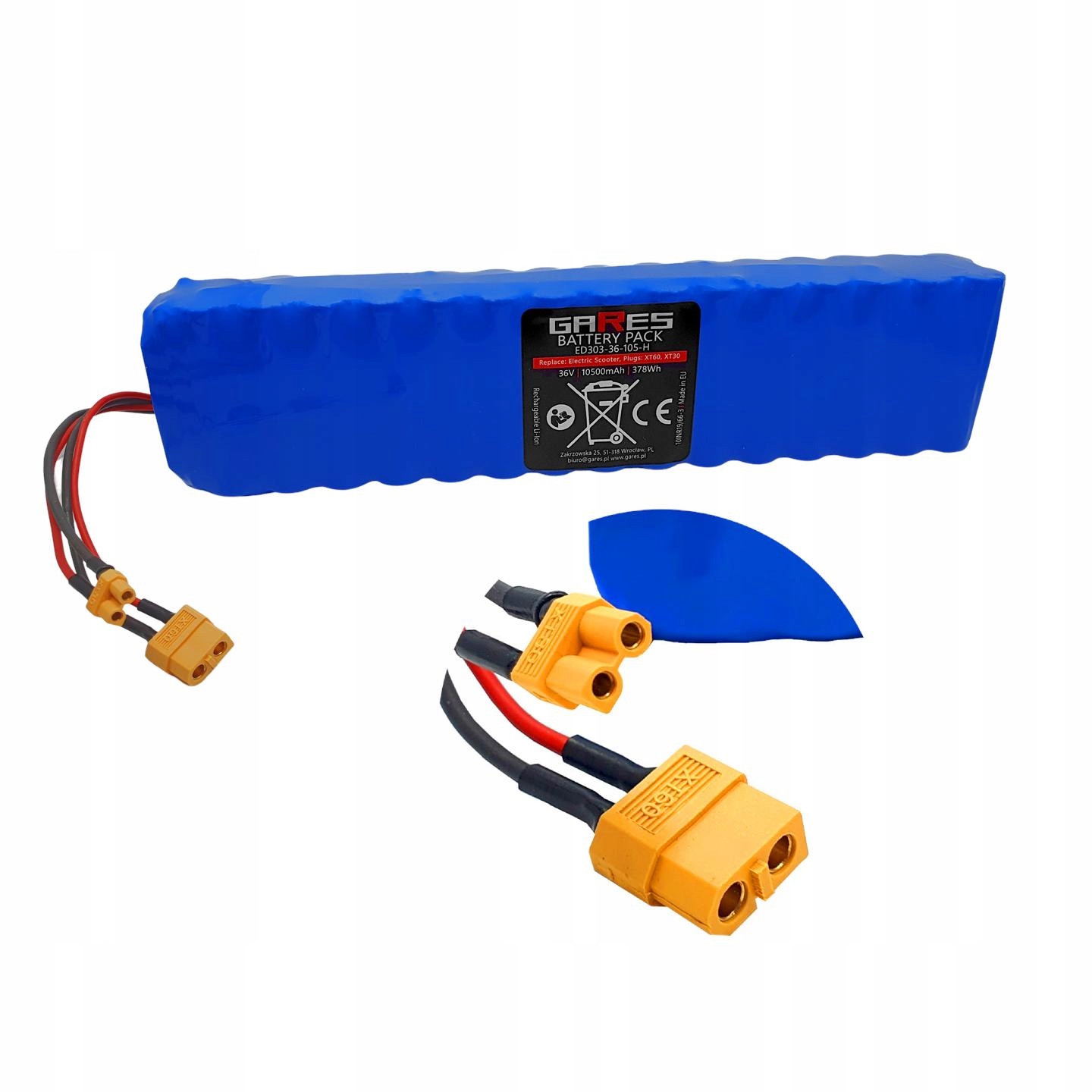 Akumulátor Gares pro koloběžku Argento Evo, zástrčky XT60, XT30 36V 10,5Ah