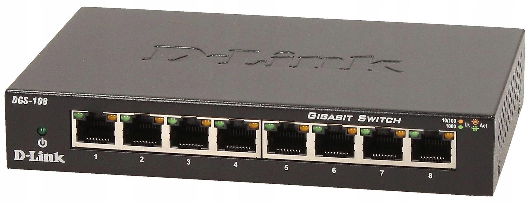 metalowy switch przełącznik Lan D-Link DGS-108 8x Gigabit Ethernet 1000Mb/s