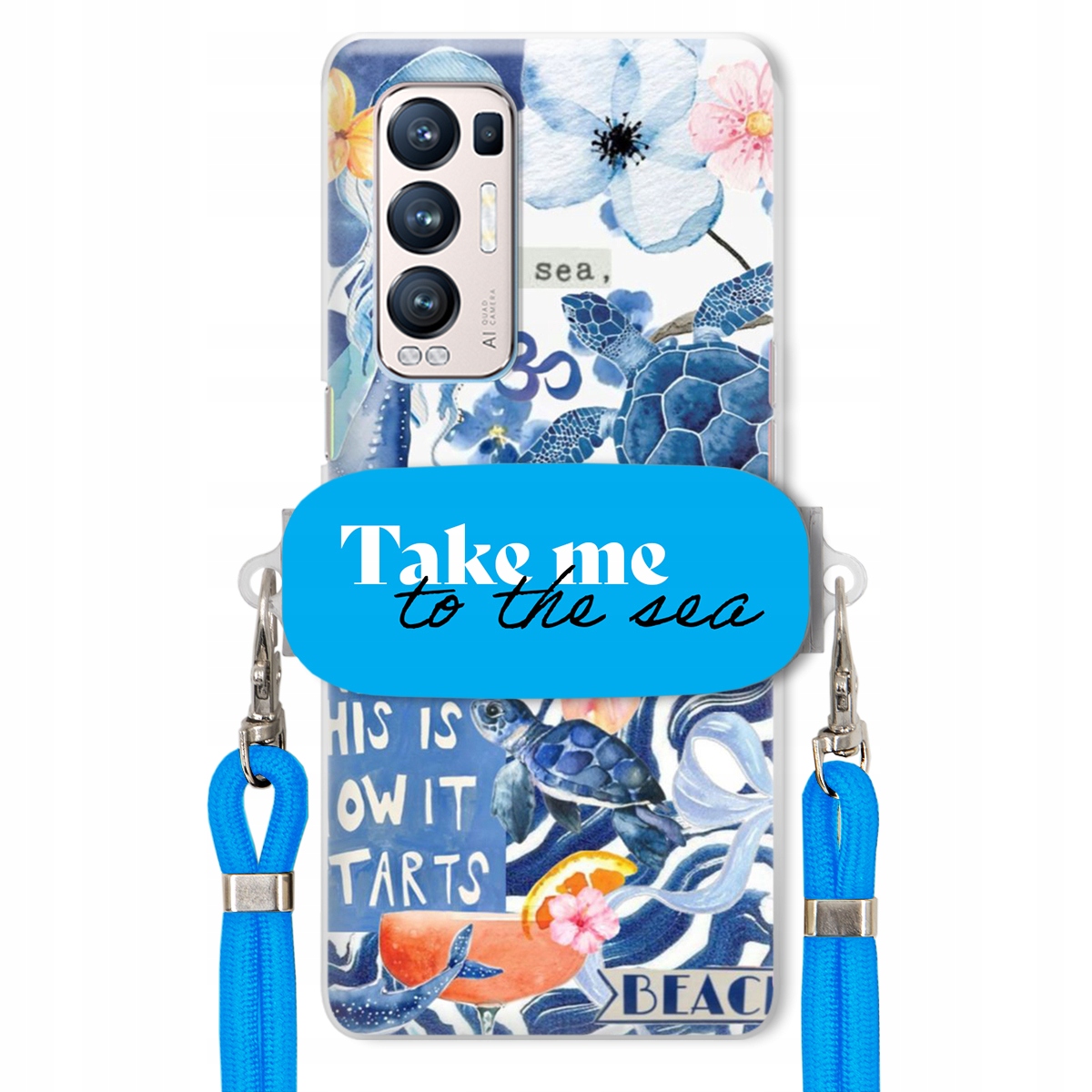 Pouzdro pro Oppo Reno 5 Pro Plus 5G Modré vodítko držák Take Me To The Sea