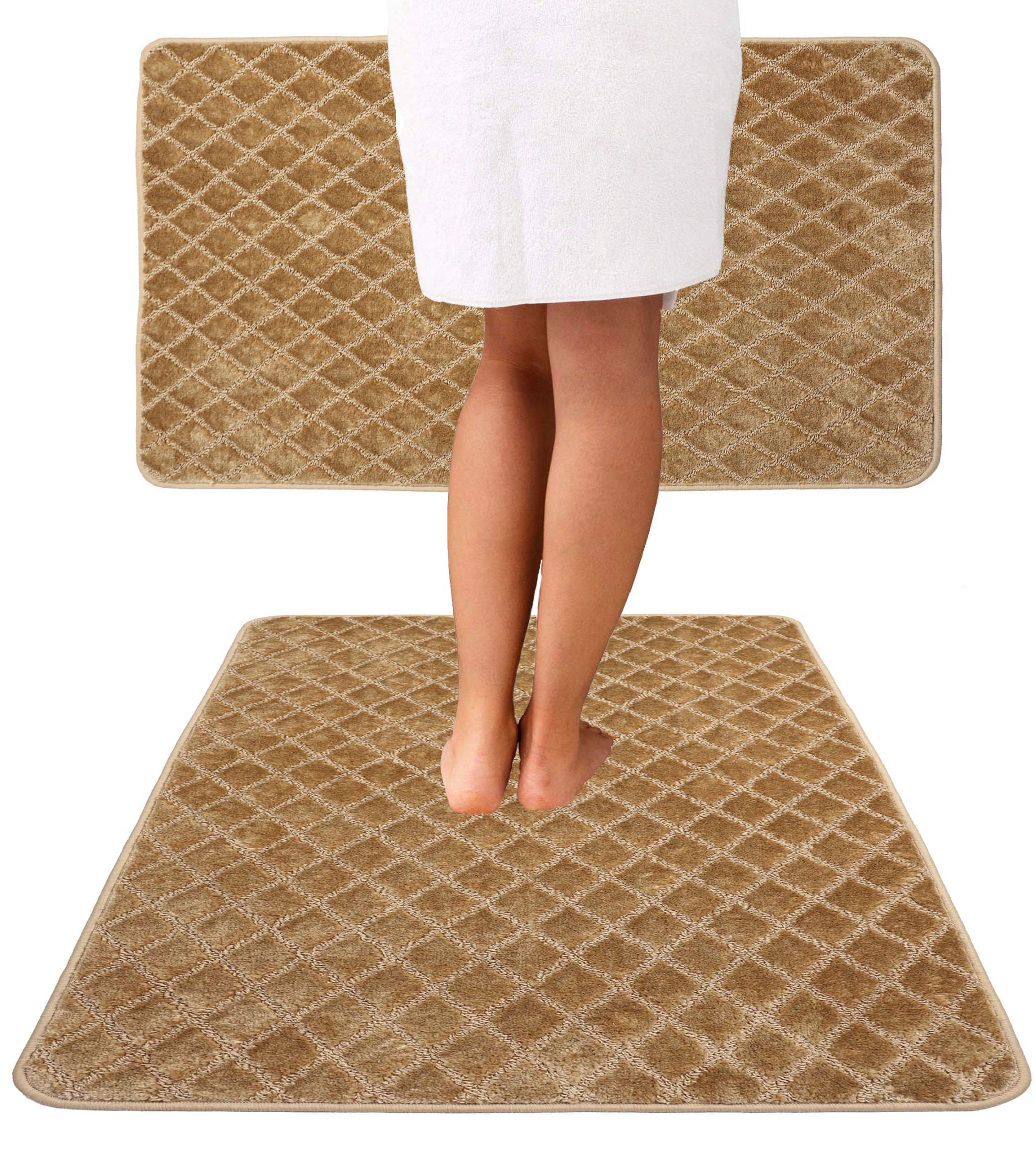 Koupelnový Koberec Protiskluzový Elegantní 3D Béžový Zlatý 100X100 cm