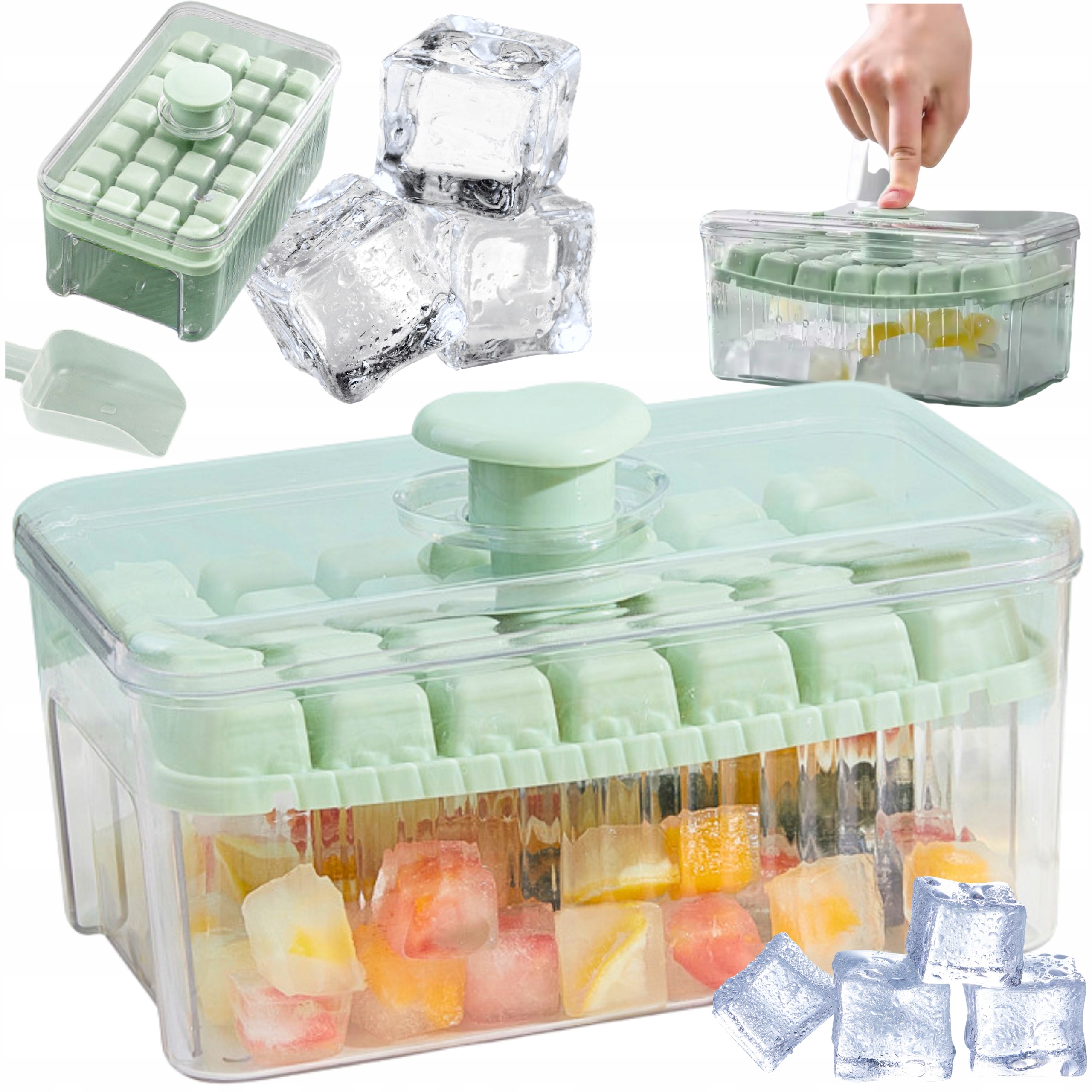 KOSTKARKA DO LODU FOREMKA DO KOSTEK 3W1 POJEMNIK ŁOPATKA MONTESSA