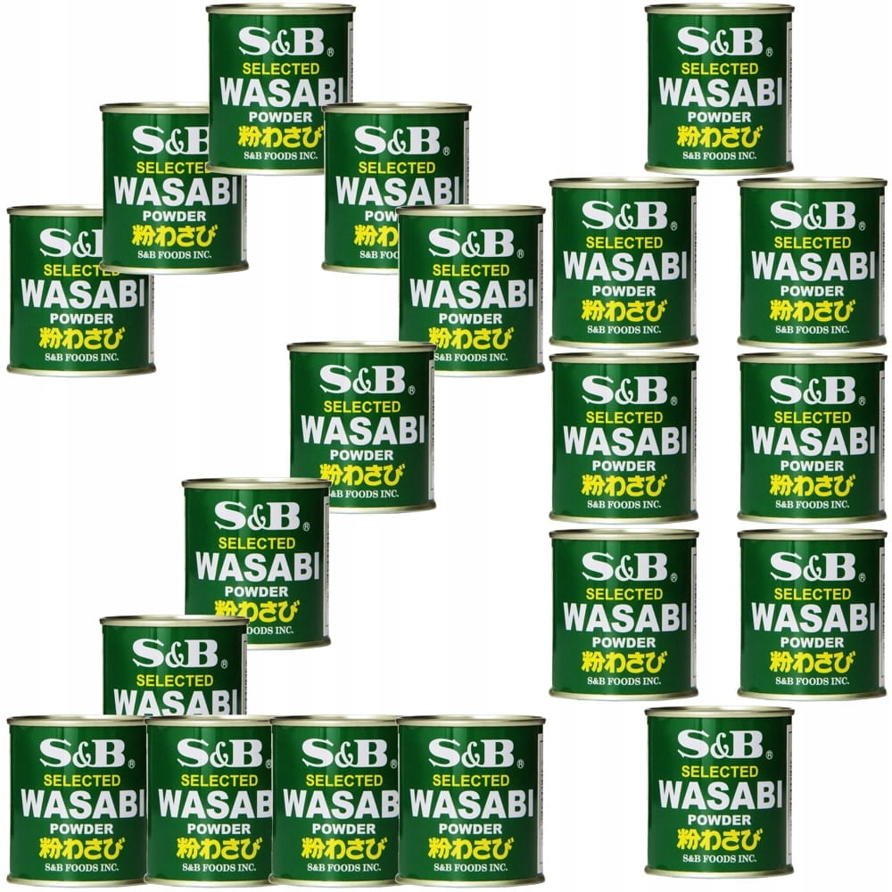 20x Japonská ostrá pasta Wasabi Prášek Zelený křen Sushi Plechovka 30g Sb