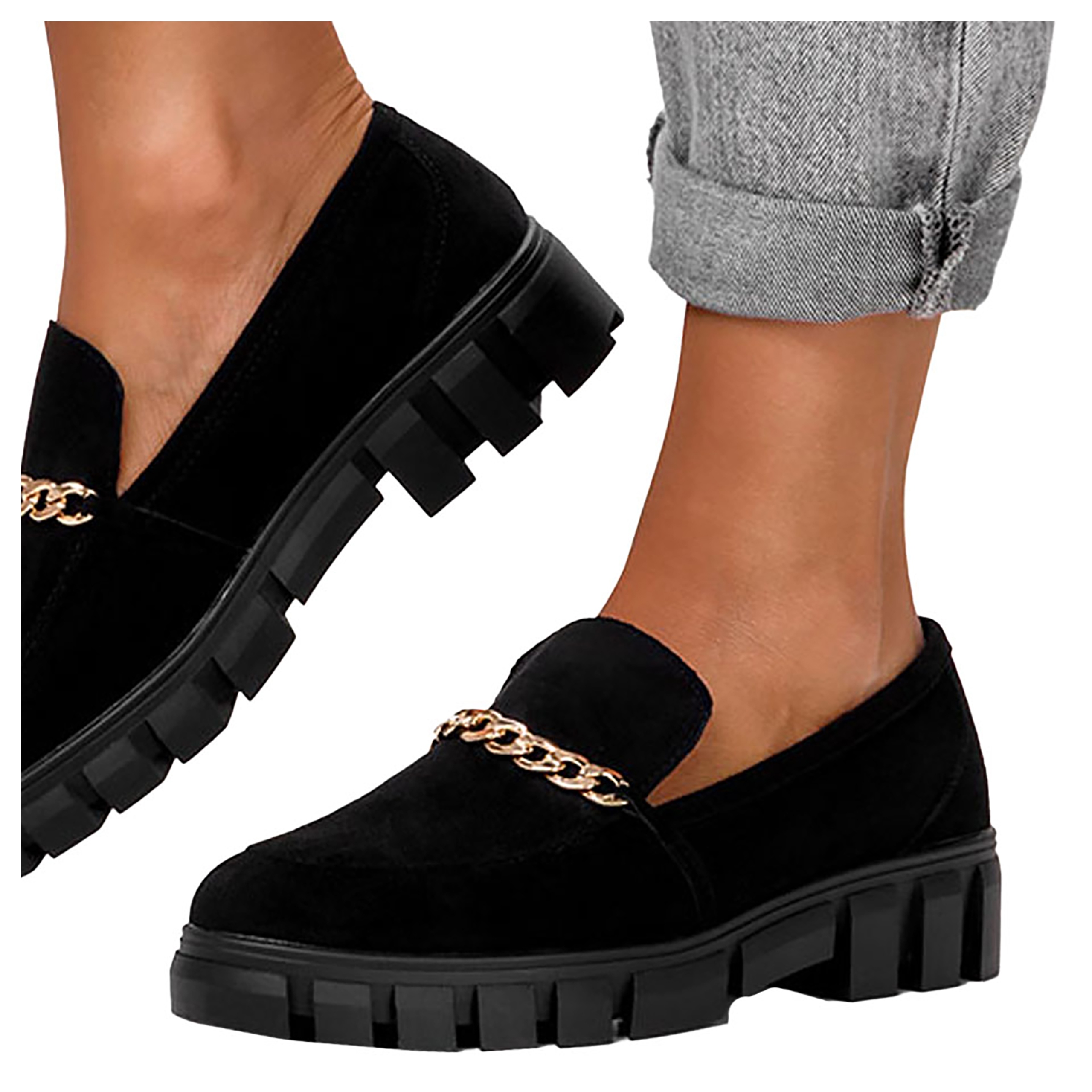 Mokasíny, Polobotky Se Zlatým Řetízkem, Platforma