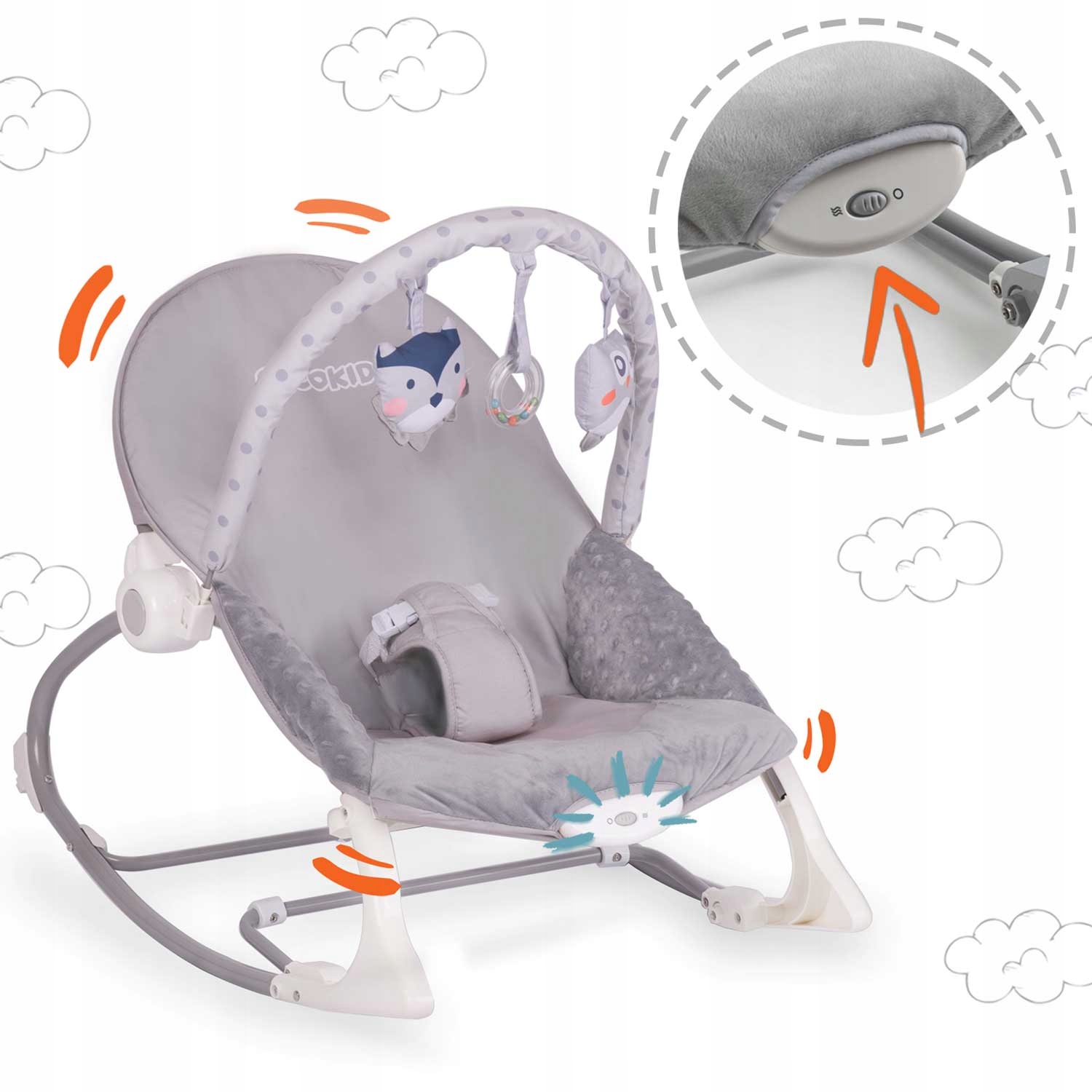 Leżaczek bujaczek z wibracjami Ricokids - wrzosowy Rodzaj Leżaczek