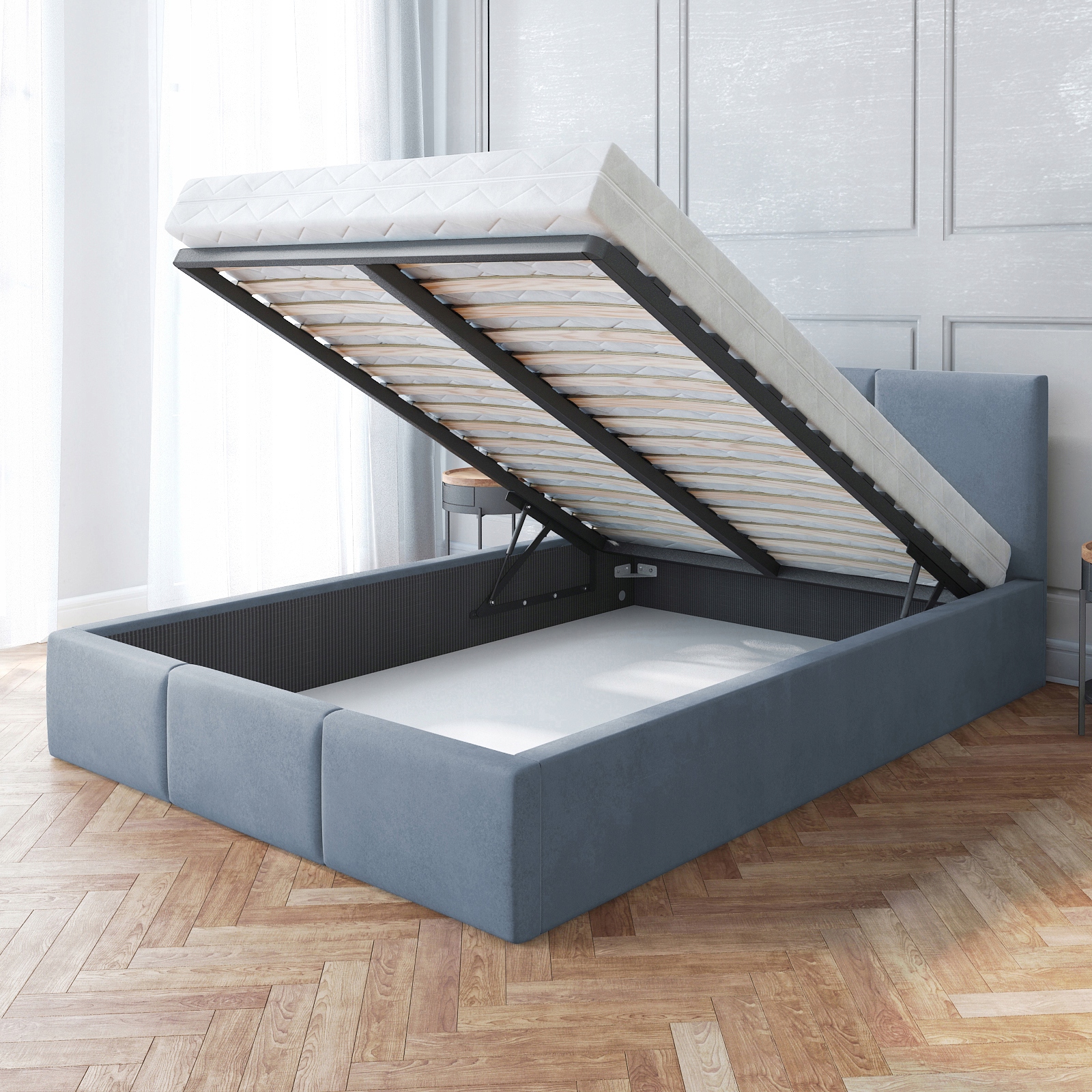

Łóżko 160x200 tapicerowane stelaż materac Amber