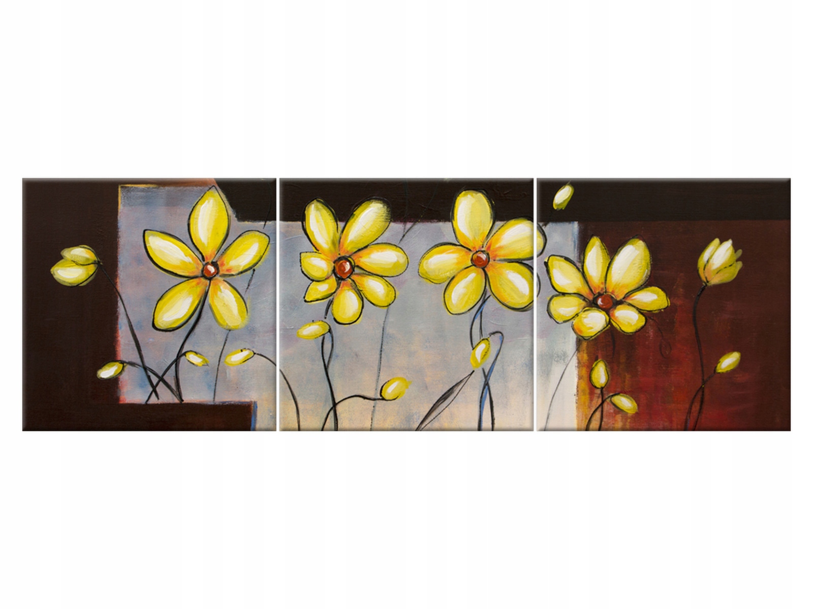 

Obraz Wzrost kwiatków 150x50 Tryptyk Margaretka