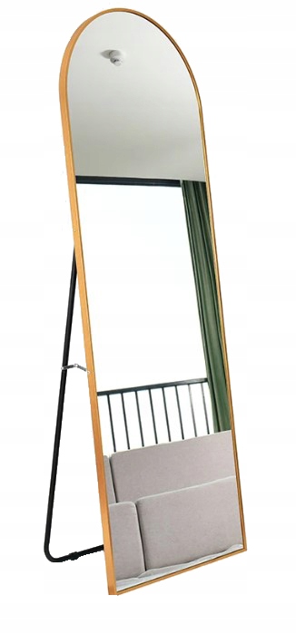 Lustro Stojące Półowalne w Złotej Aluminiowej Ramie 170x50
