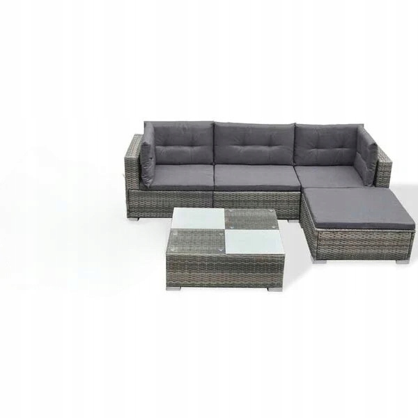 Záhradný Nábytok Súprava 5-dielna umelý ratan Sivá