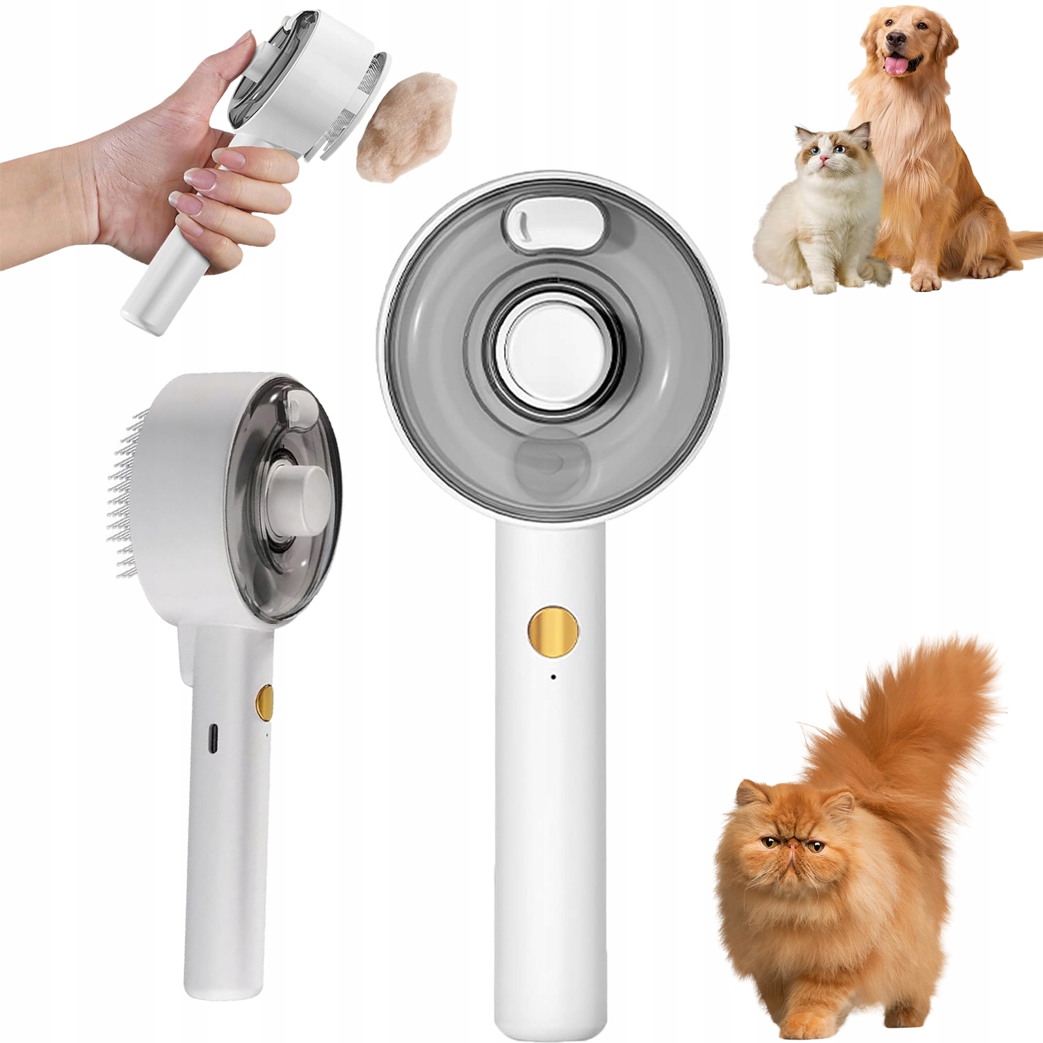 Levně Parní Kartáč Na Zvířata S Měkkými Gelovými Hroty A Nerezovými Jehlicemi – Bezpečný Pro Použití Na Pokožku Zvířat